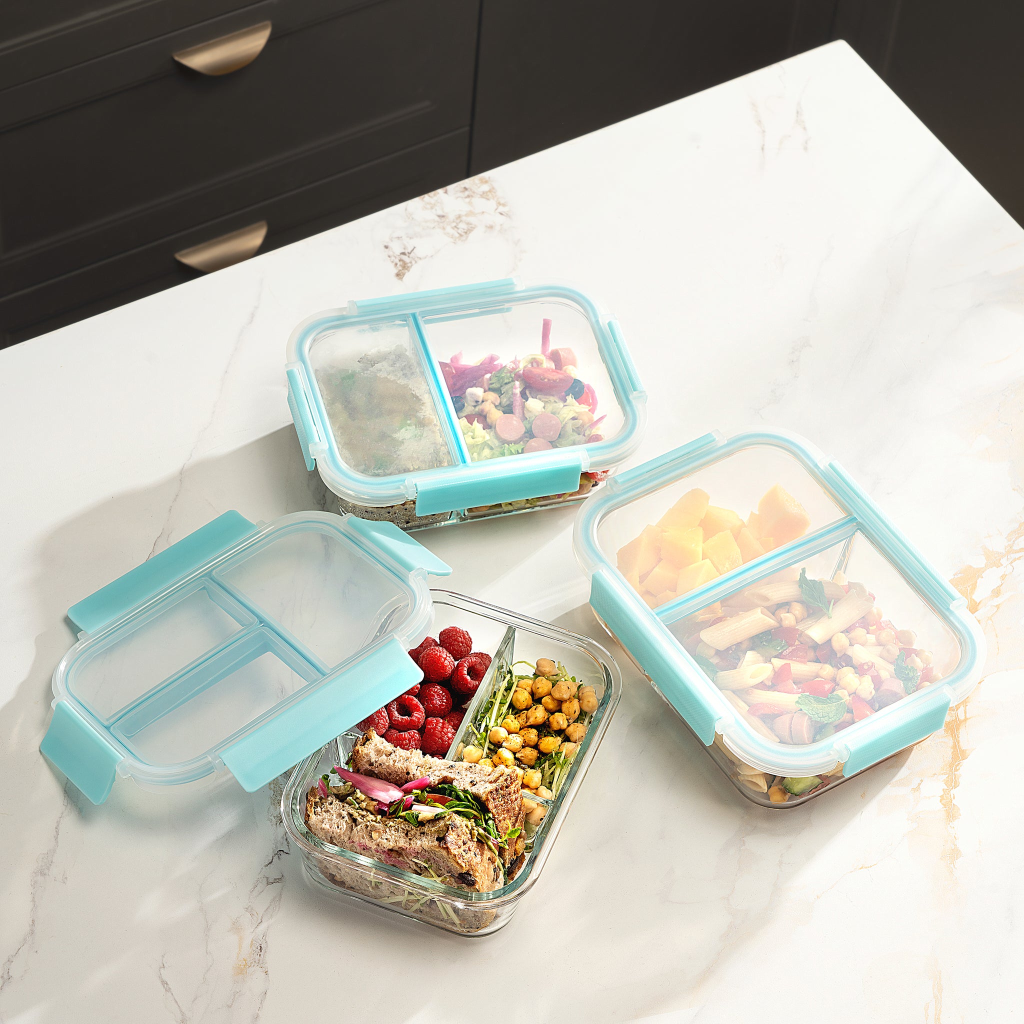 3 Divided Glass Bento Box
