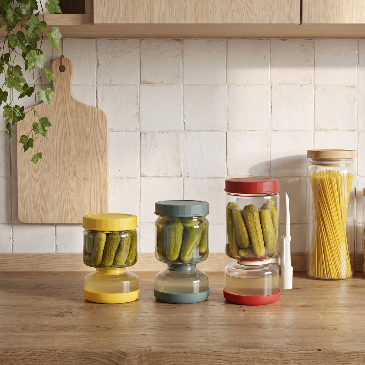 Glass Flip-Over Pickle Jar Set