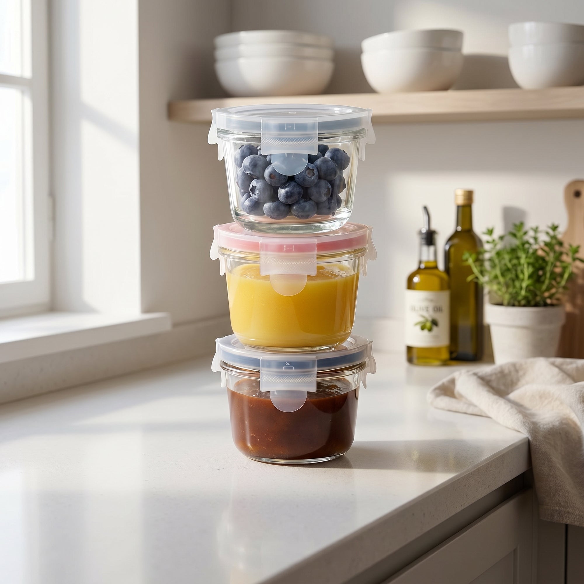 Round Mini Glass Container Set