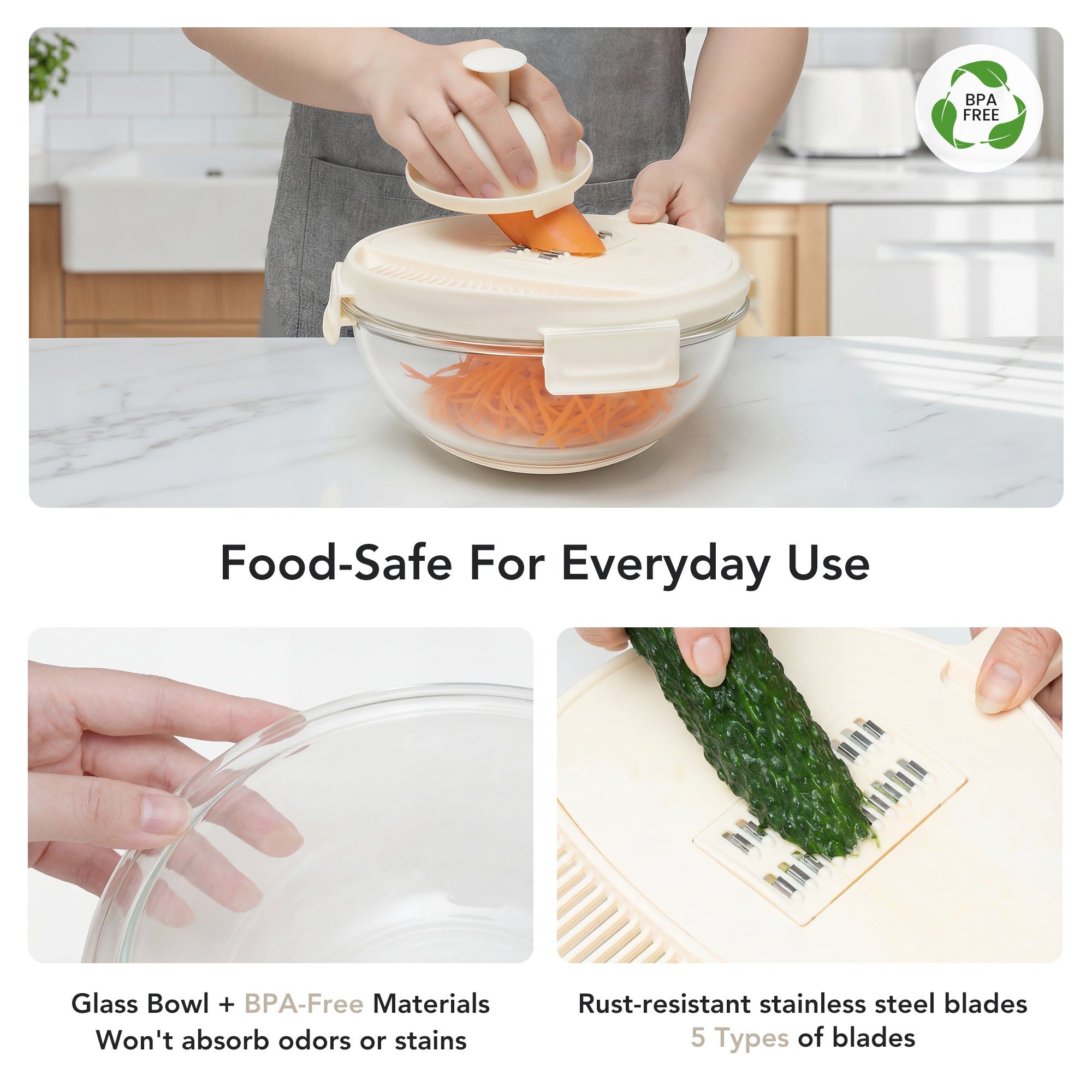 Multipurpose Glass Grater/Salad Bowl