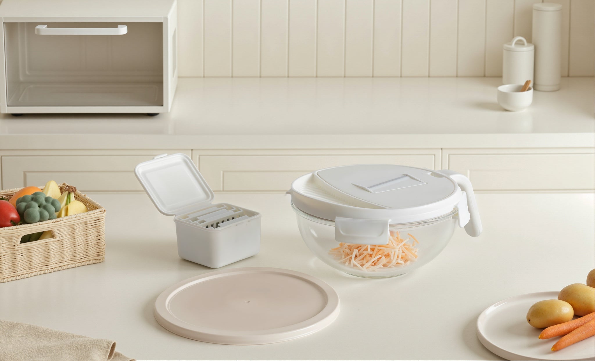 Multipurpose Glass Grater/Salad Bowl