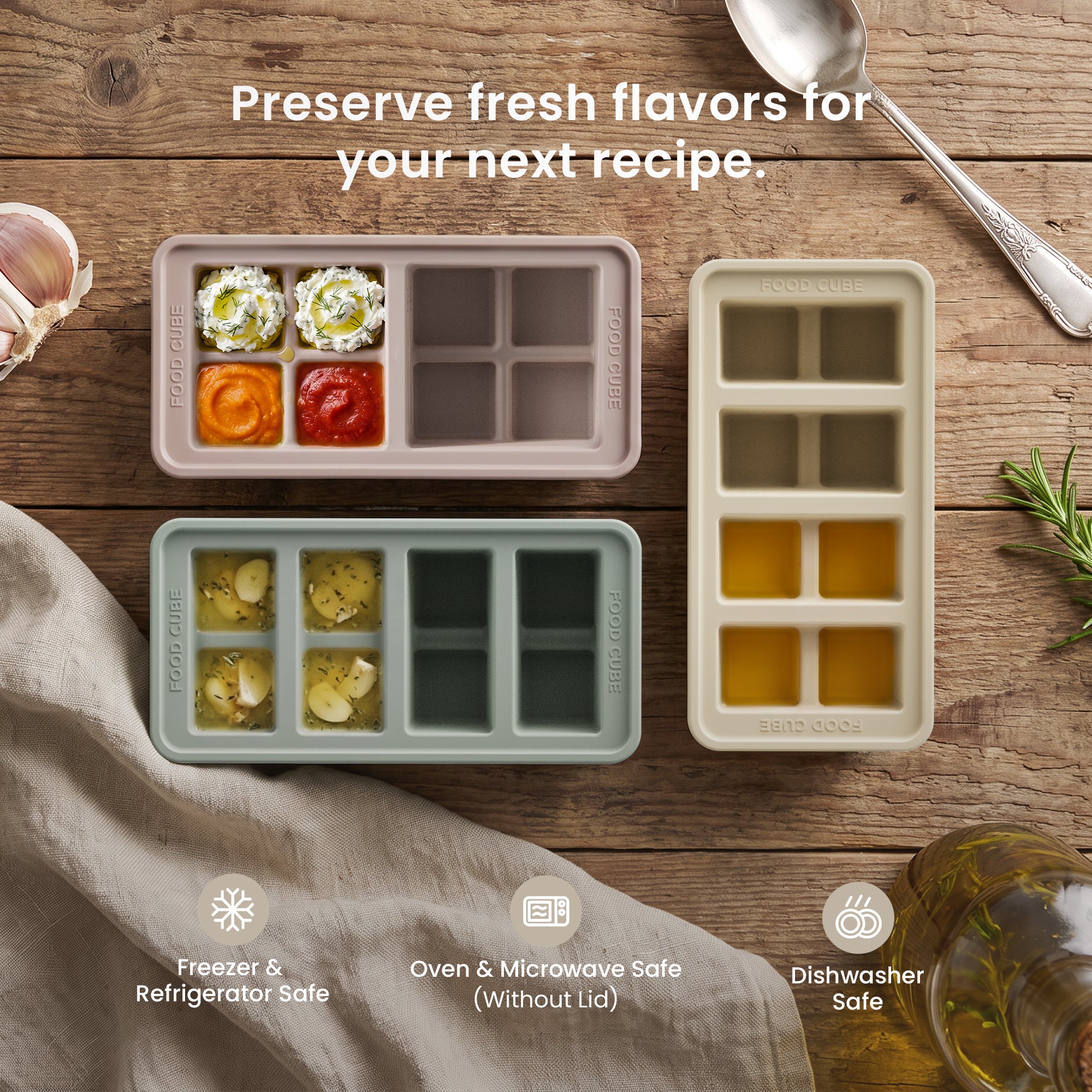 Silicone Food Cube Tray Set | 3-Piece Mixed Portion Set