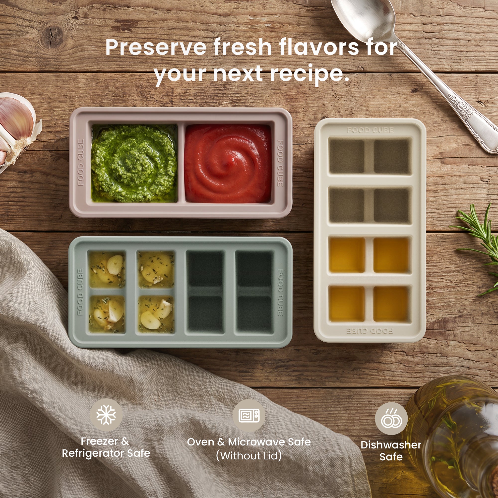 Silicone Food Cube Tray Set | 3-Piece Mixed Portion Set