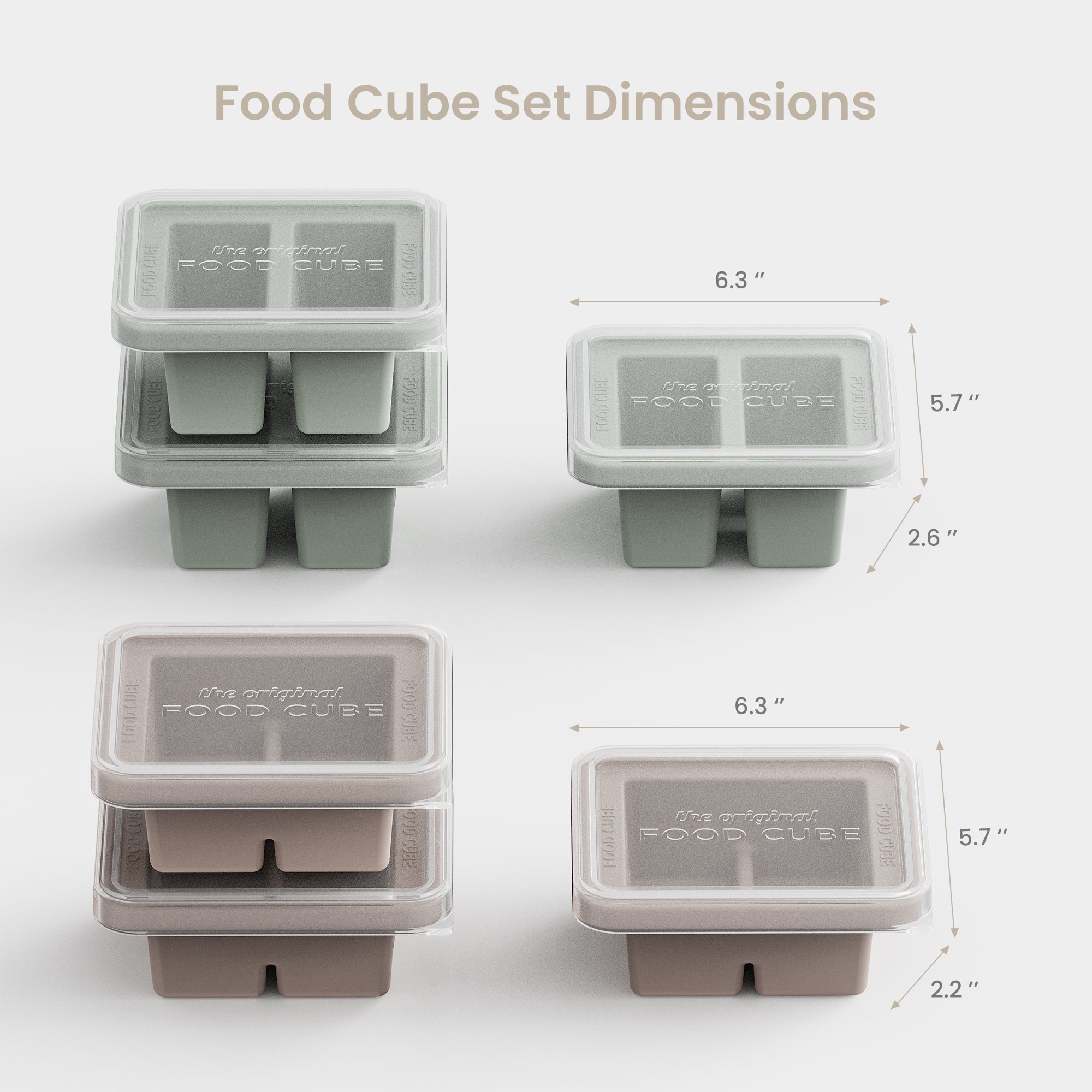 Silicone Food Cube Tray Set | 6-Piece Compact Freezer Set