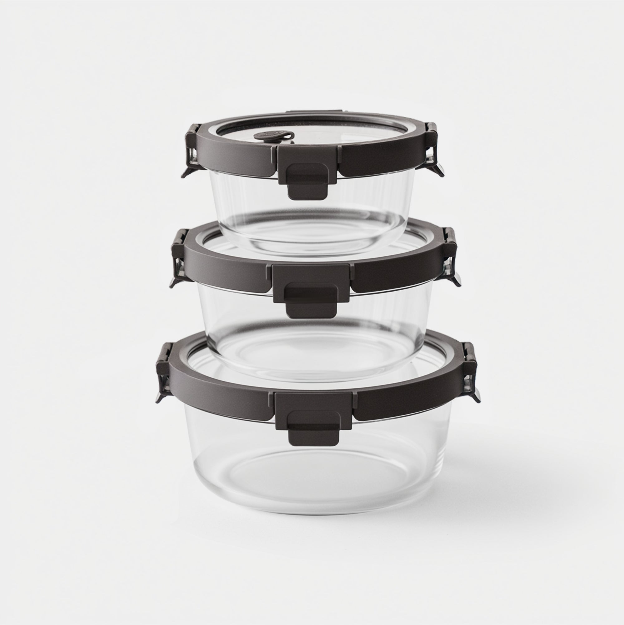 Round Glass Container Set (Espresso, 3-pc)