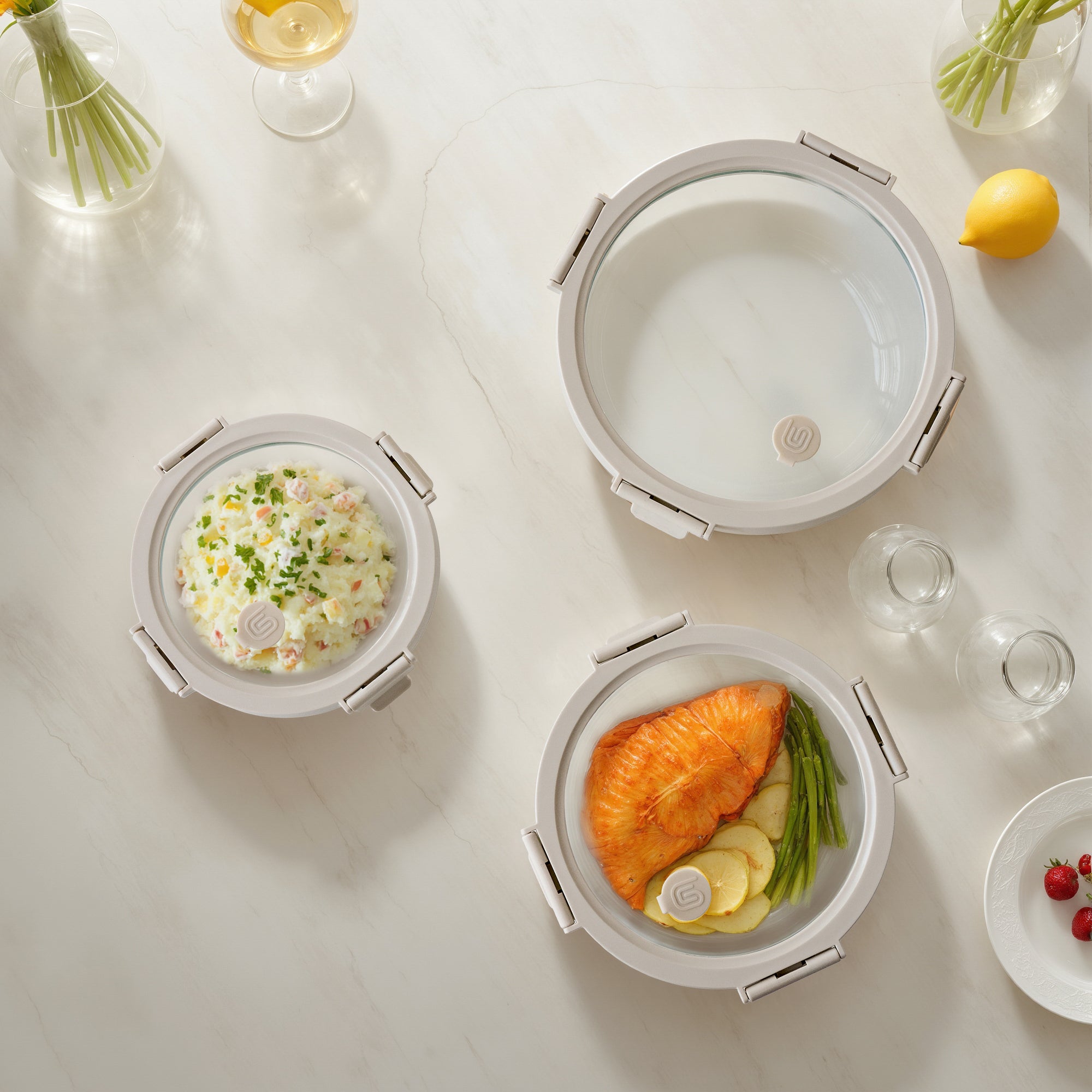 Round Glass Container Set (Vanilla, 3-pc)