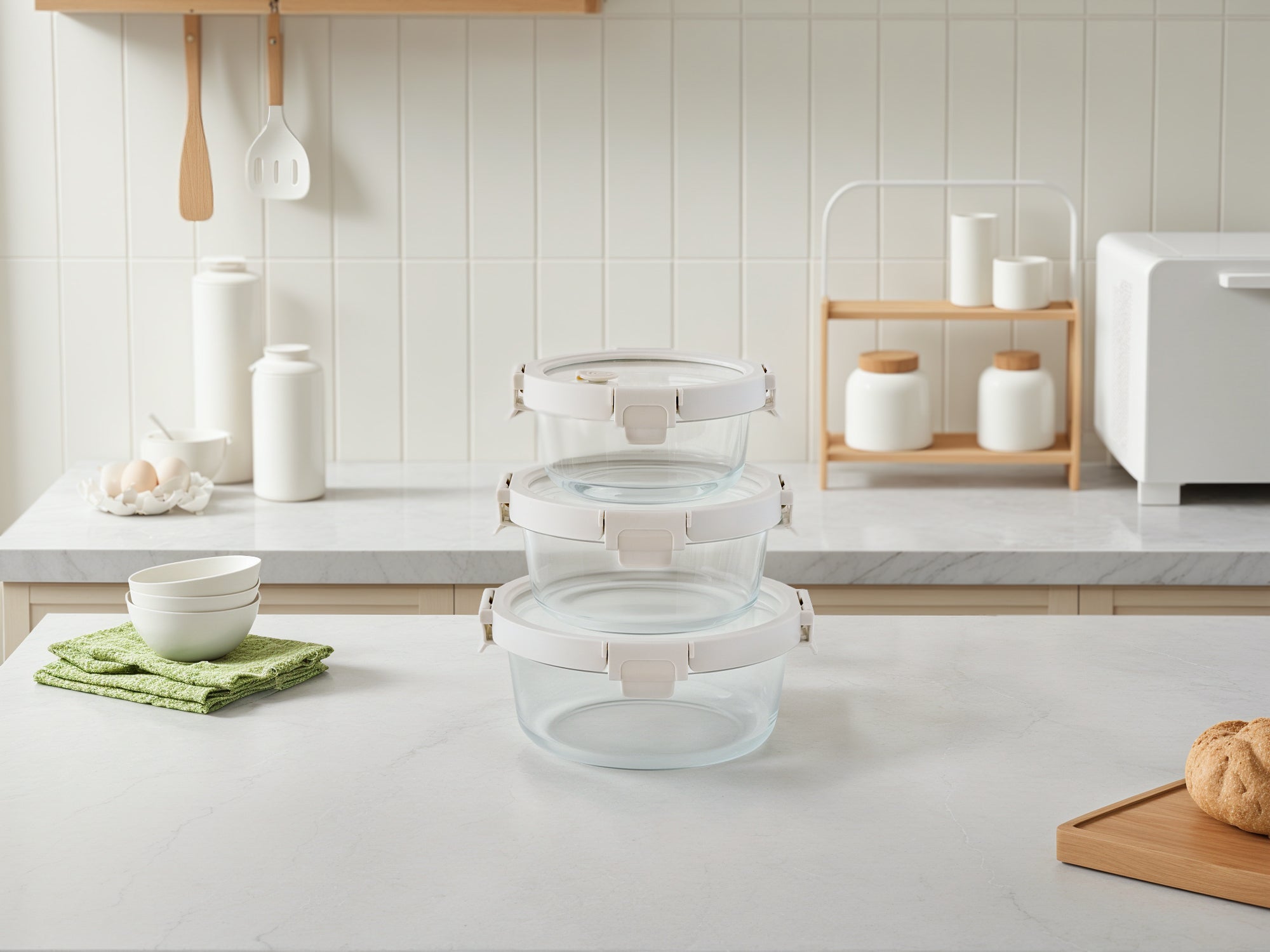 Round Glass Container Set (Vanilla, 3-pc)