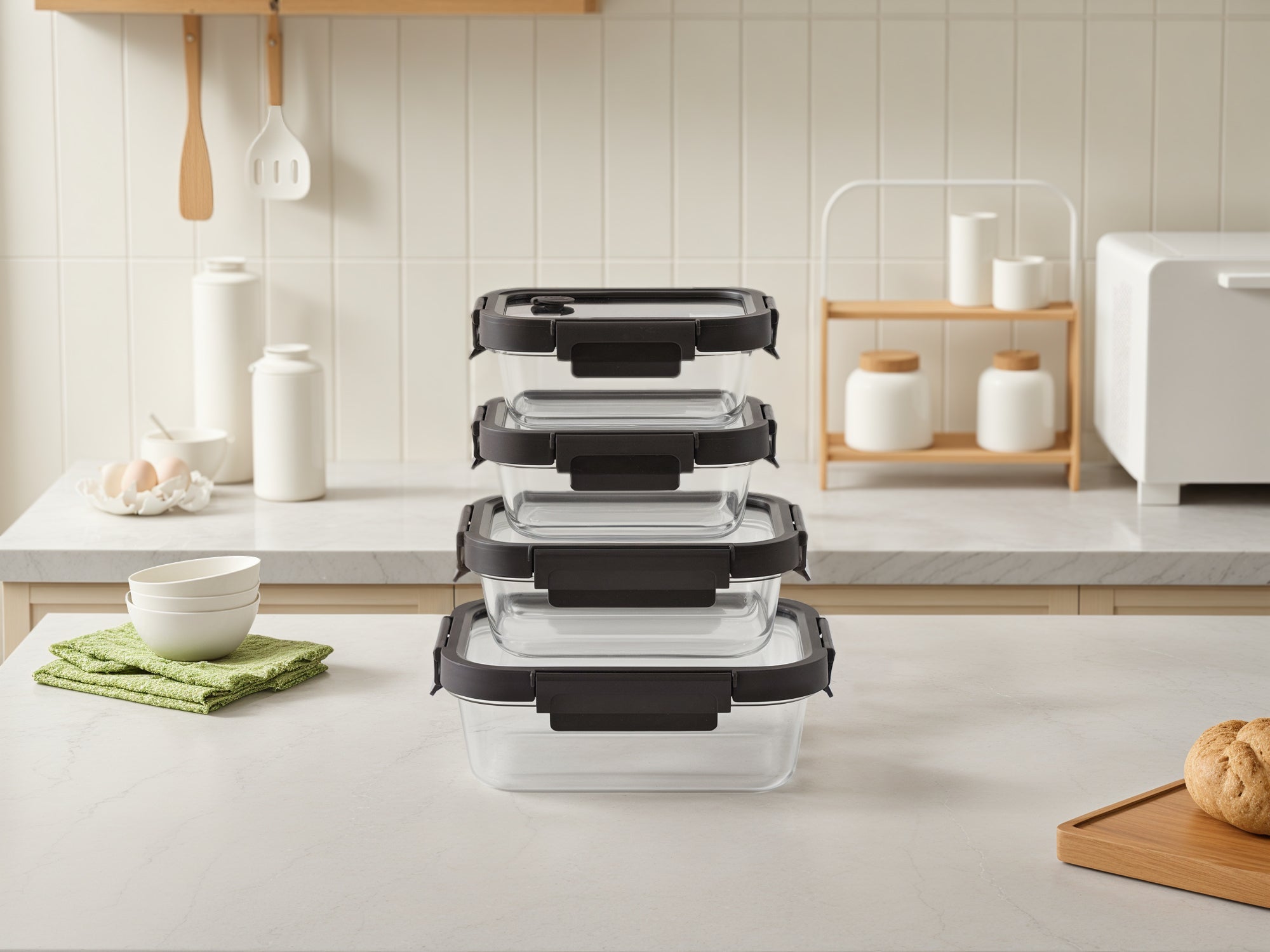 Rectangular Glass Container Set (Espresso, 4-pc)