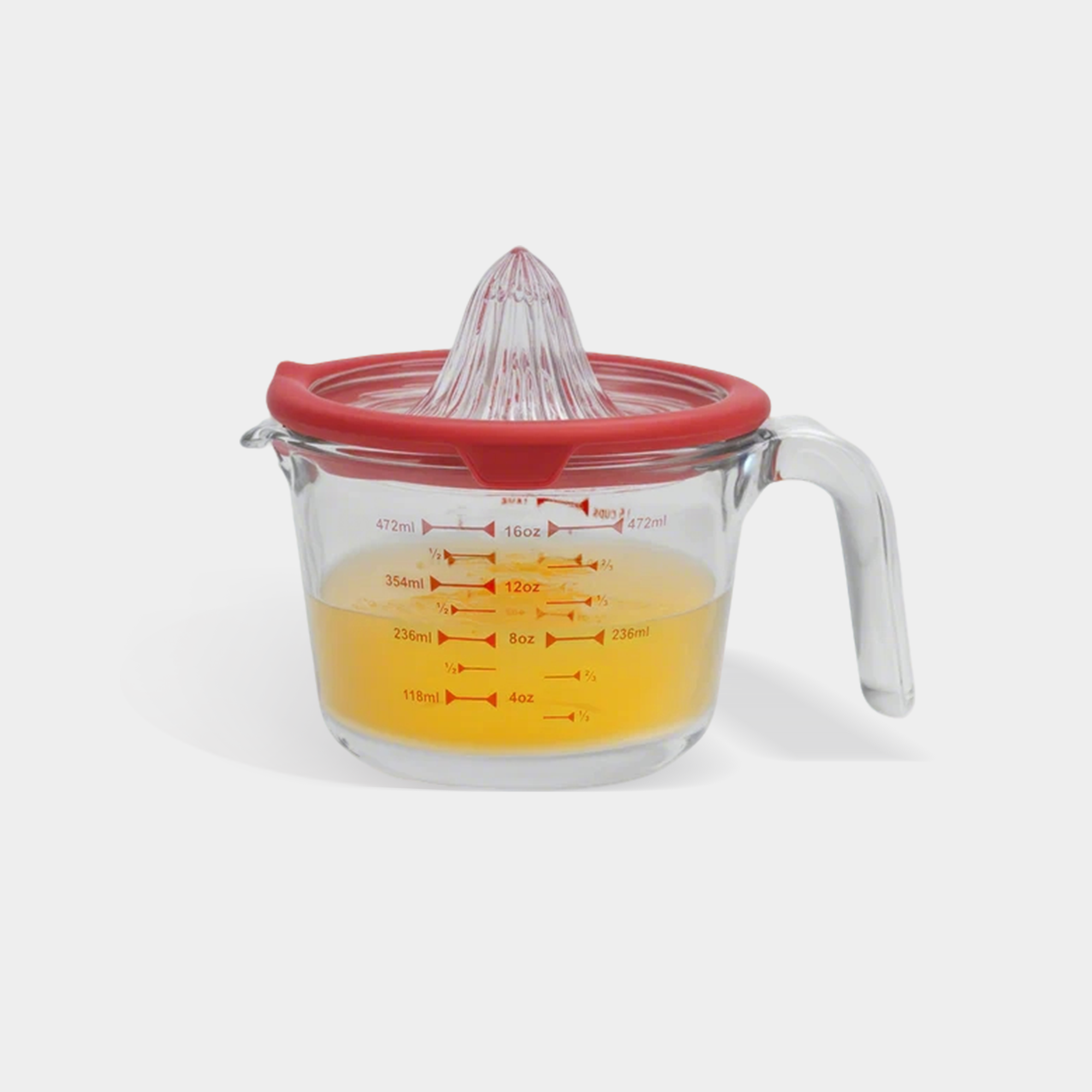 Borosilicate Glass Measuring Cup with Citrus Juicer Lid, 2‑Cup