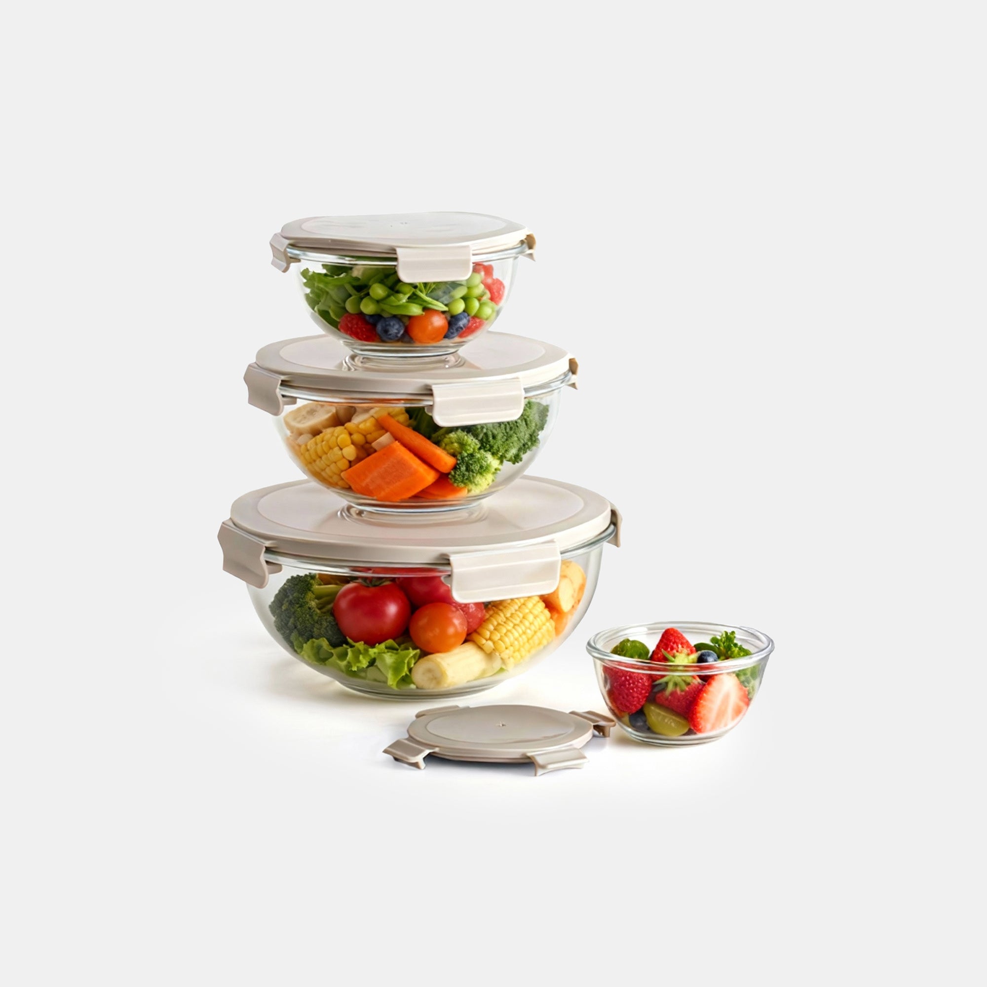 Borosilicate Glass Mixing & Storage Bowl Set with Leak‑Proof Lids