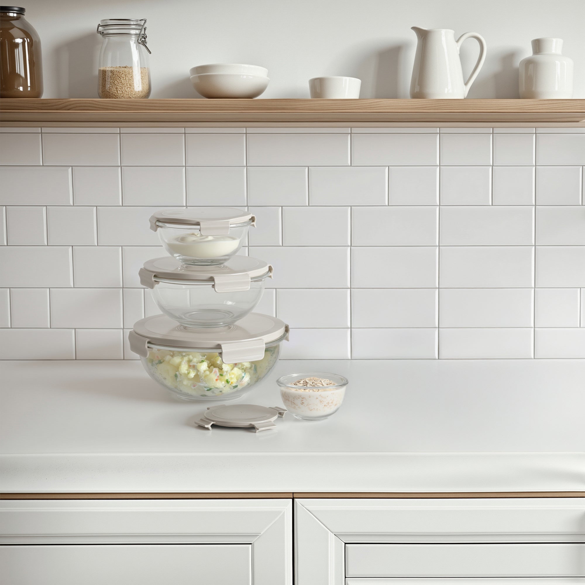 Mix & Store Glass Bowl Set with handles