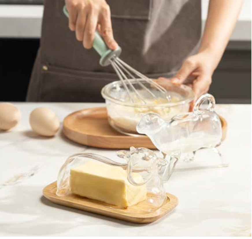 Hand-Blown Cow Butter Dish
