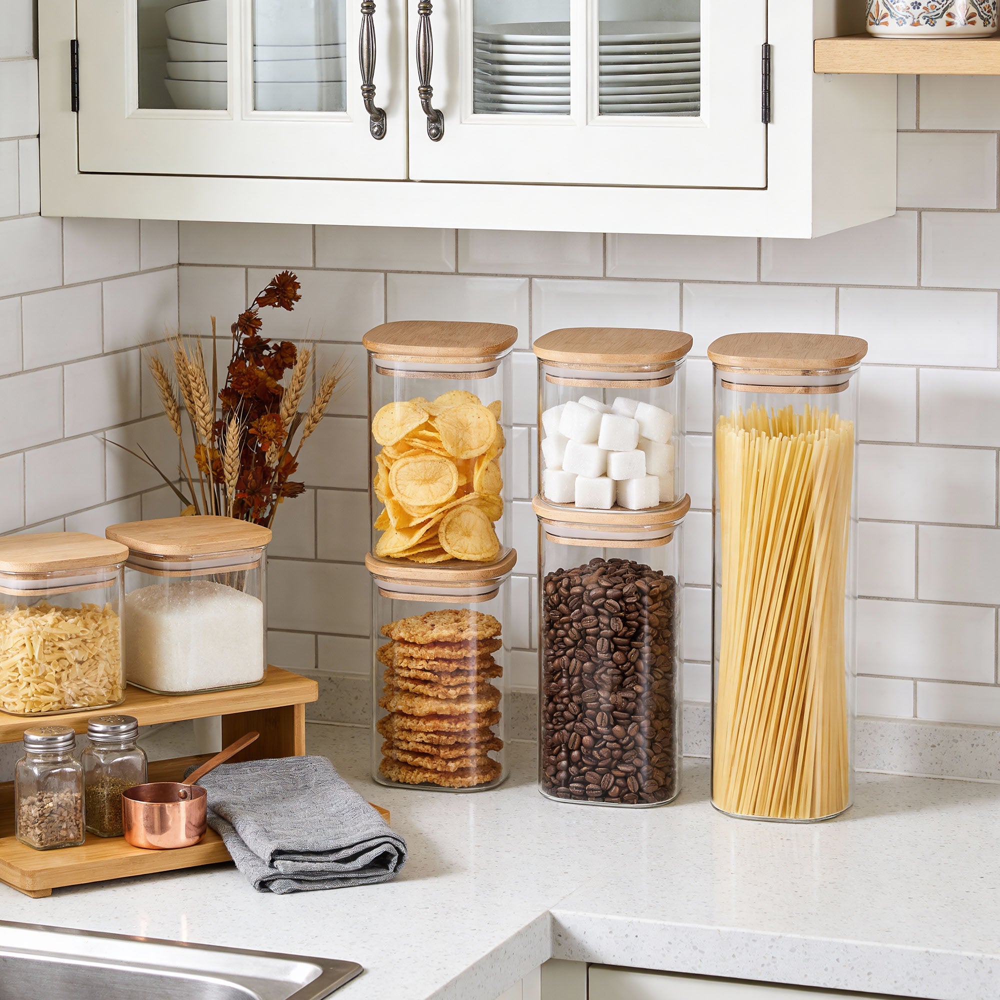 Bamboo Lid Glass Jar Set