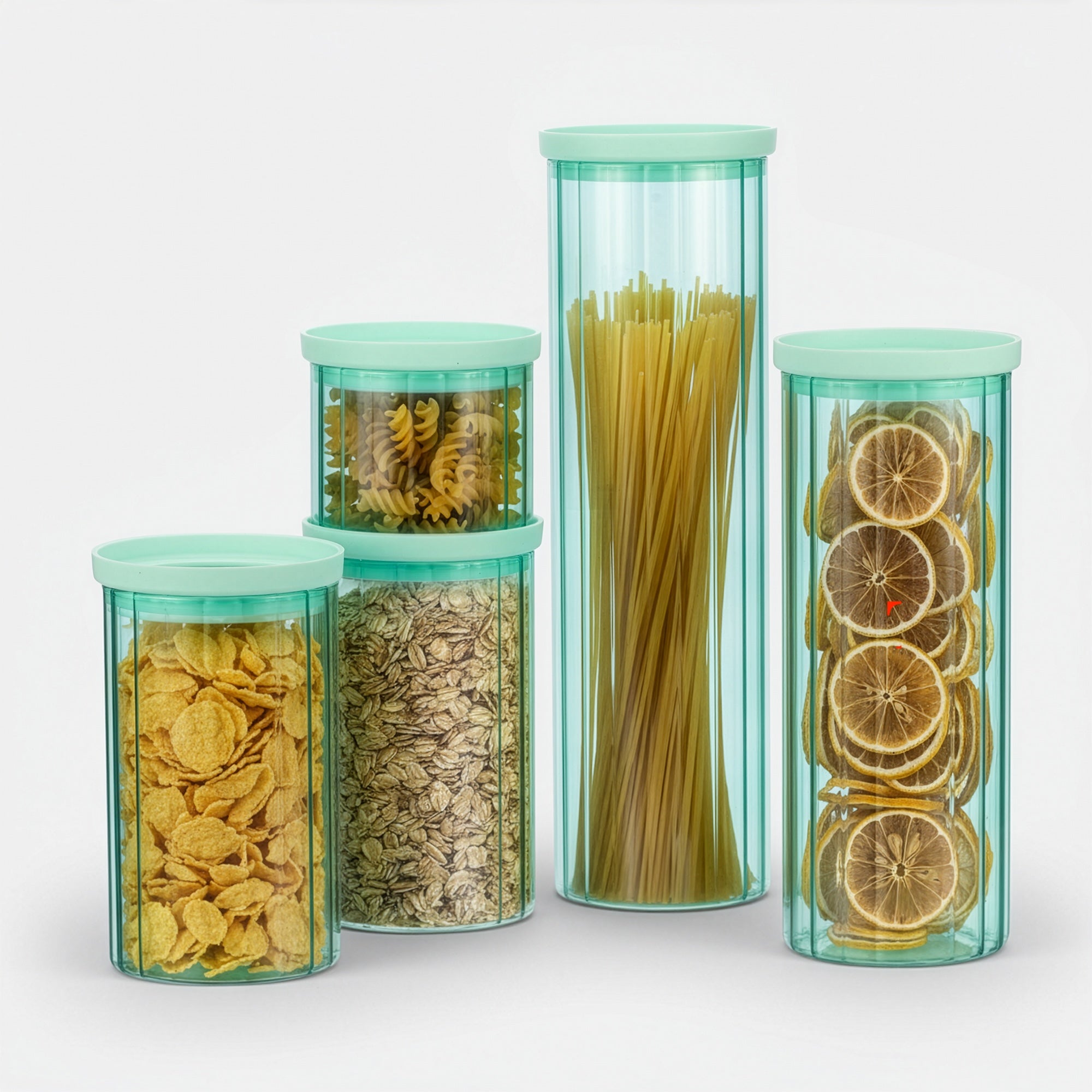 Glass Canister Set & Glass Lid - Diamond Blue