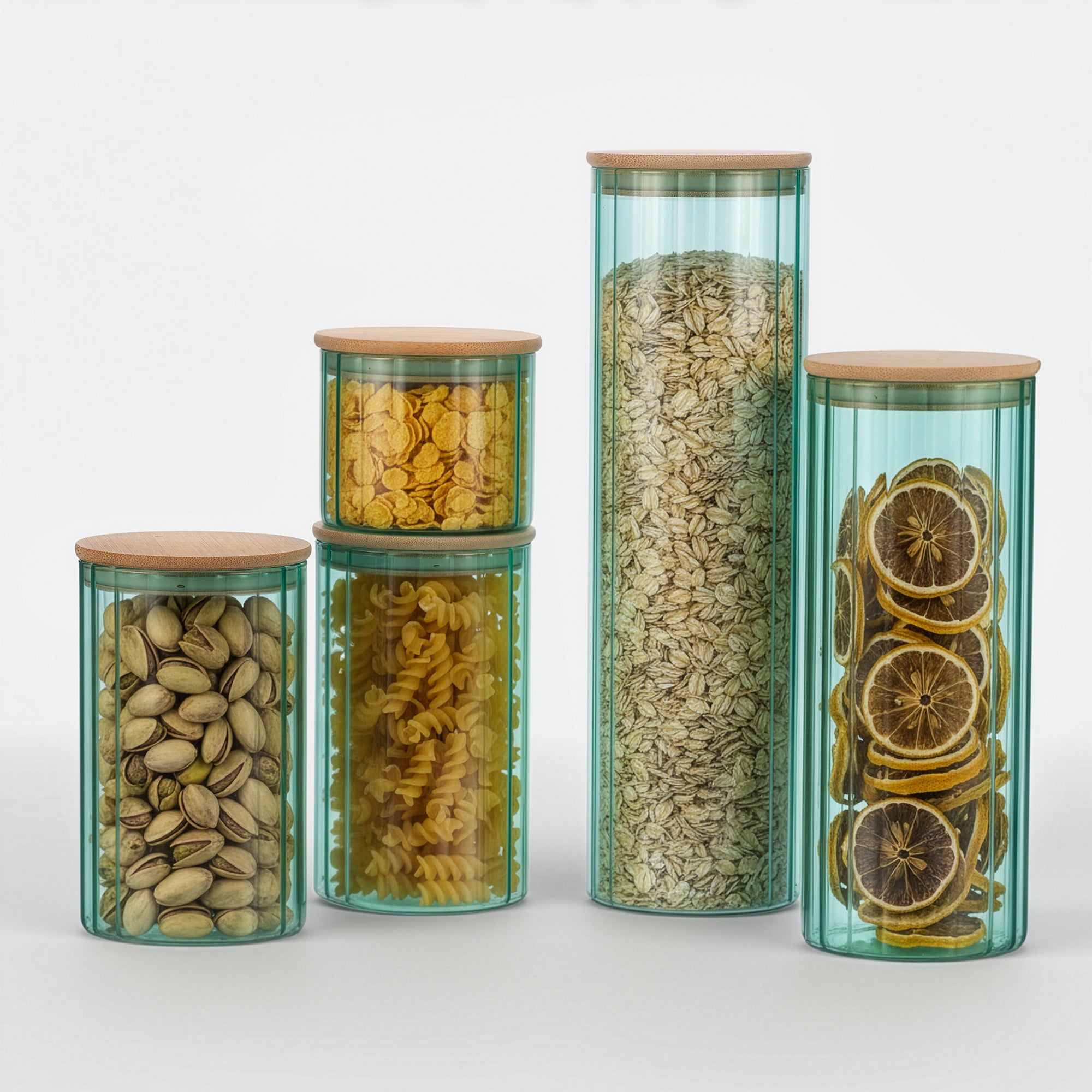 Bamboo Lid Glass Jar Set