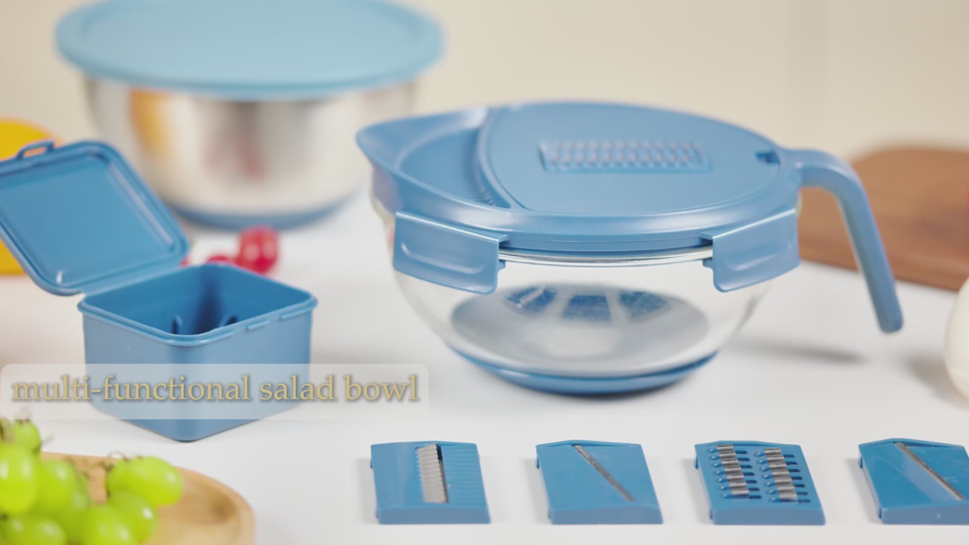 Multipurpose Glass Grater/Salad Bowl