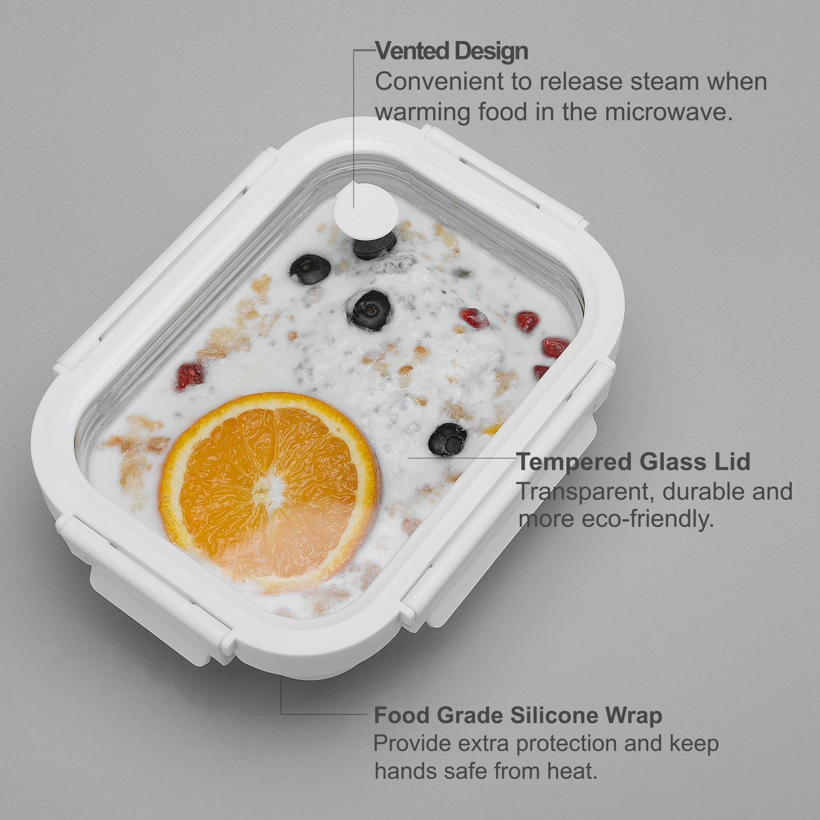 4 PC White Container Set With Silicone Wrap - GenicookGenicook