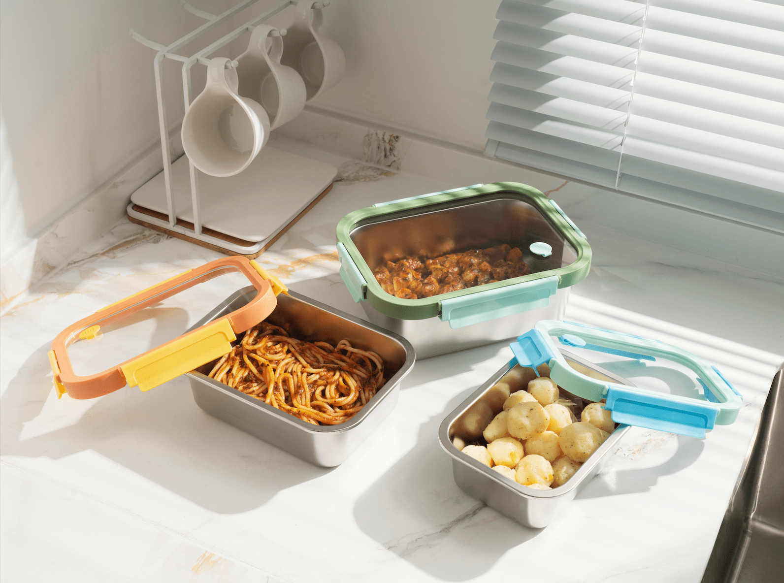 Genicook Mix & Match Stainless Steel Microwave Safe Container Set with Glass Lids - GenicookGenicook