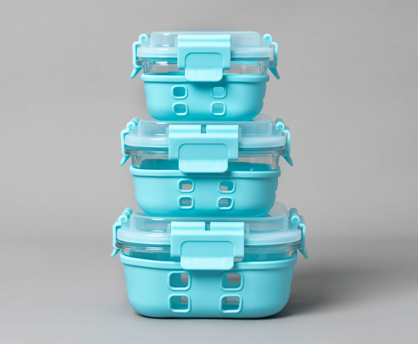 HI-TOP Lids With Pro Grade Removable Lockdown Levers & Silicone Sleeve (Square 3 container set) - GenicookGenicook