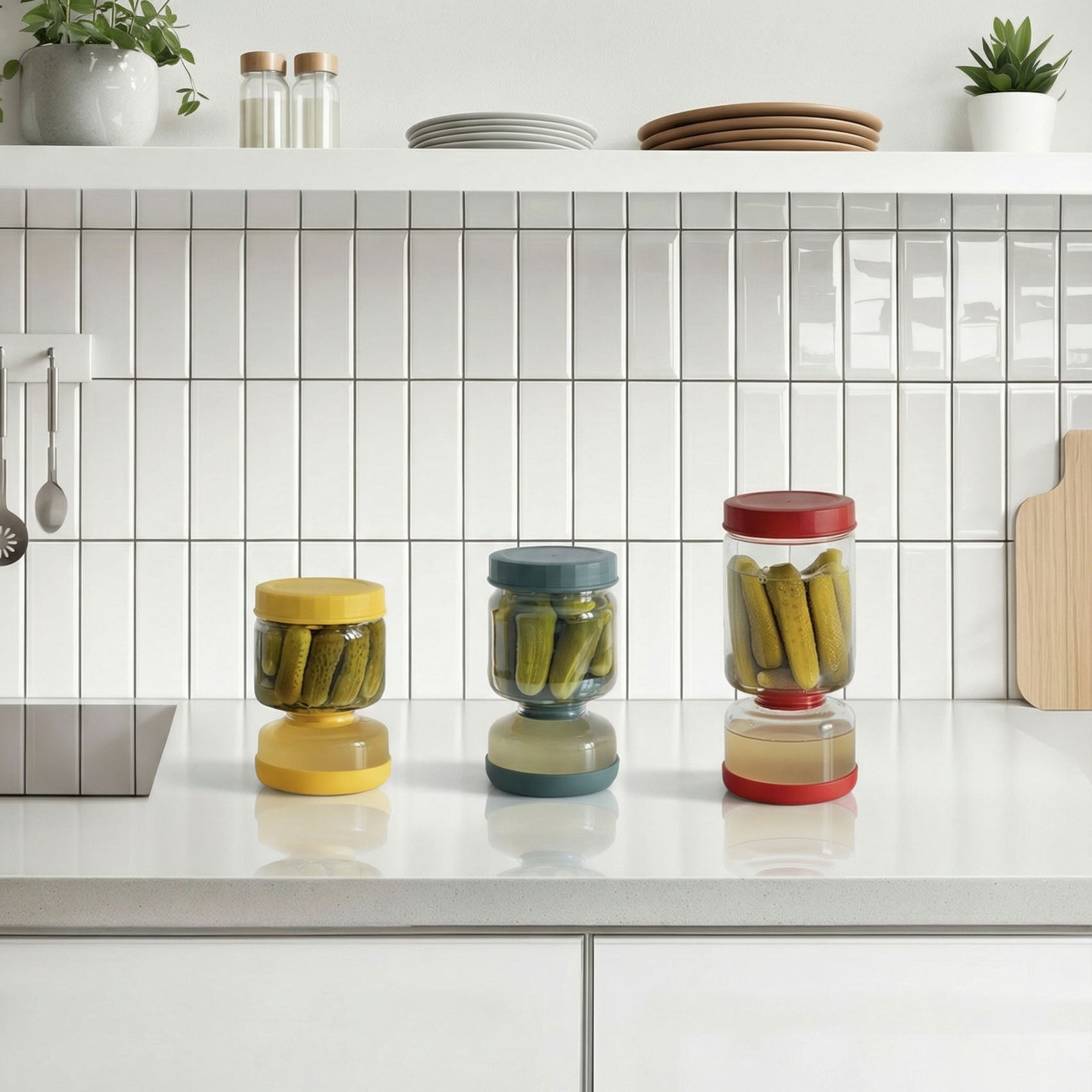 Glass Flip-Over Pickle Jar Set