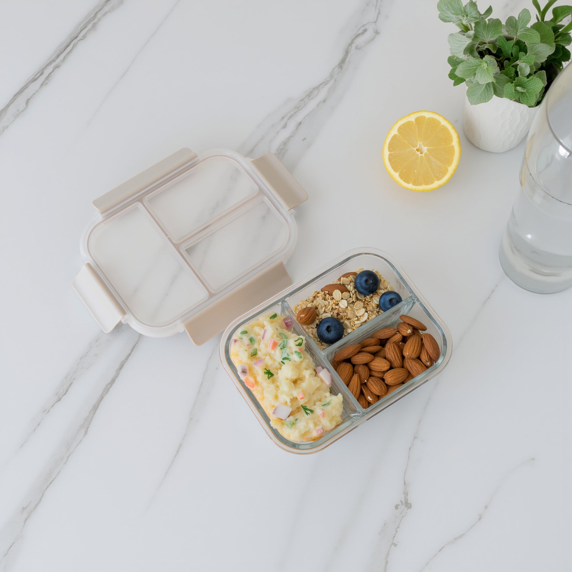 3 Divided Glass Bento Box