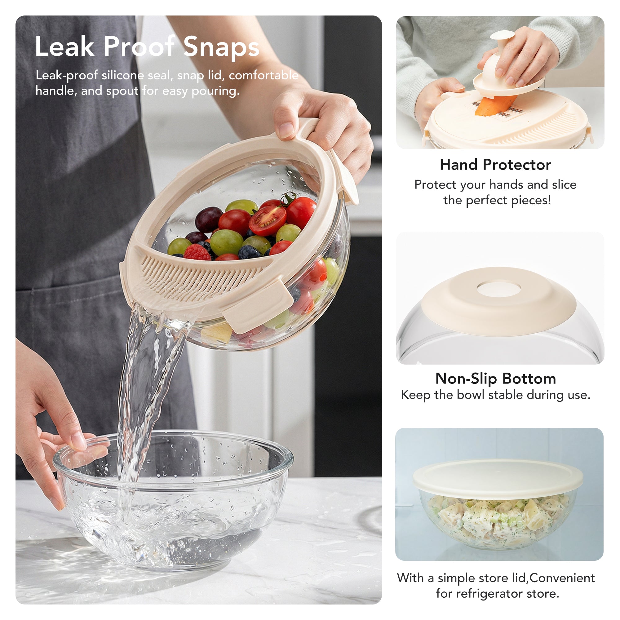 Multipurpose Glass Grater/Salad Bowl