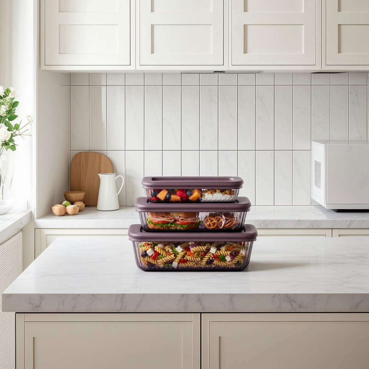 Tinted Rectangular Glass Storage Containers with Lids, Heat‑Resistant