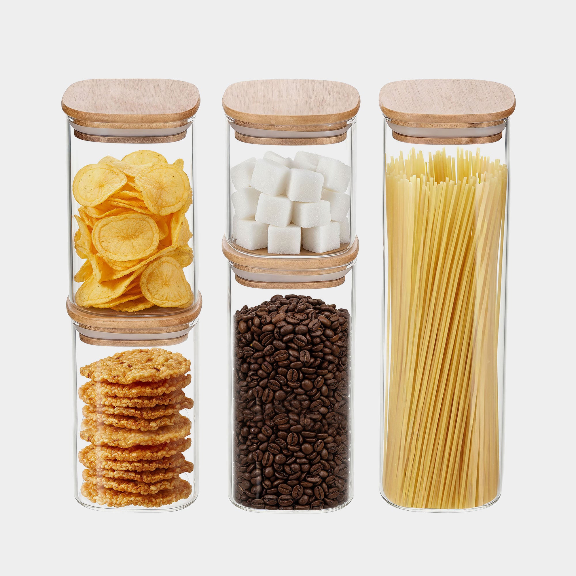Bamboo Lid Glass Jar Set