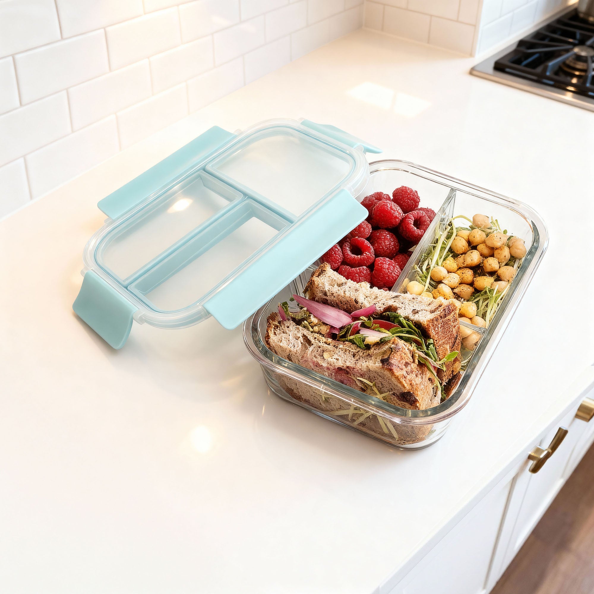 3 Divided Glass Bento Box