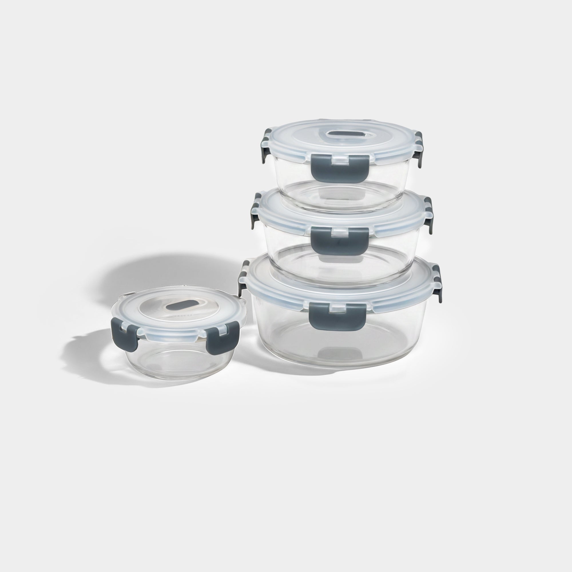 Round Glass Containers - Set of 4