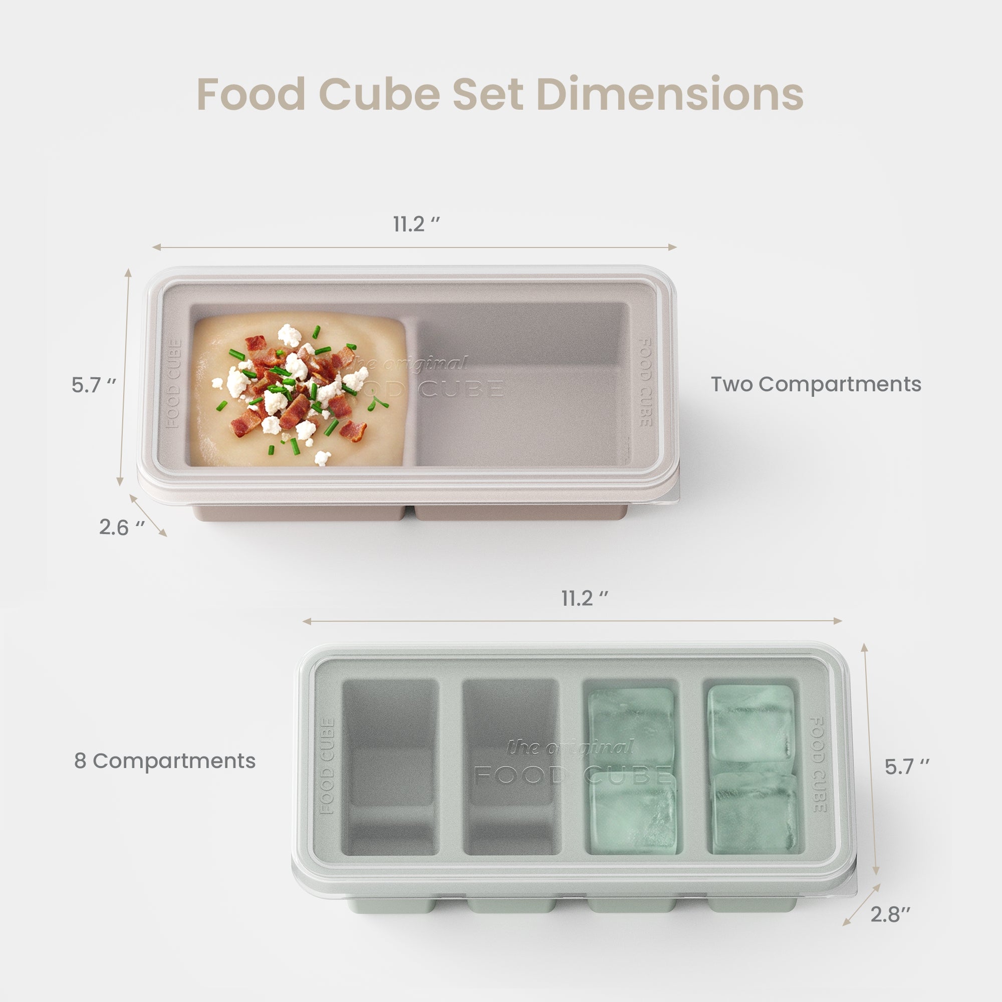 Silicone Food Cube Tray Set | 2-Piece Everyday Portion Set