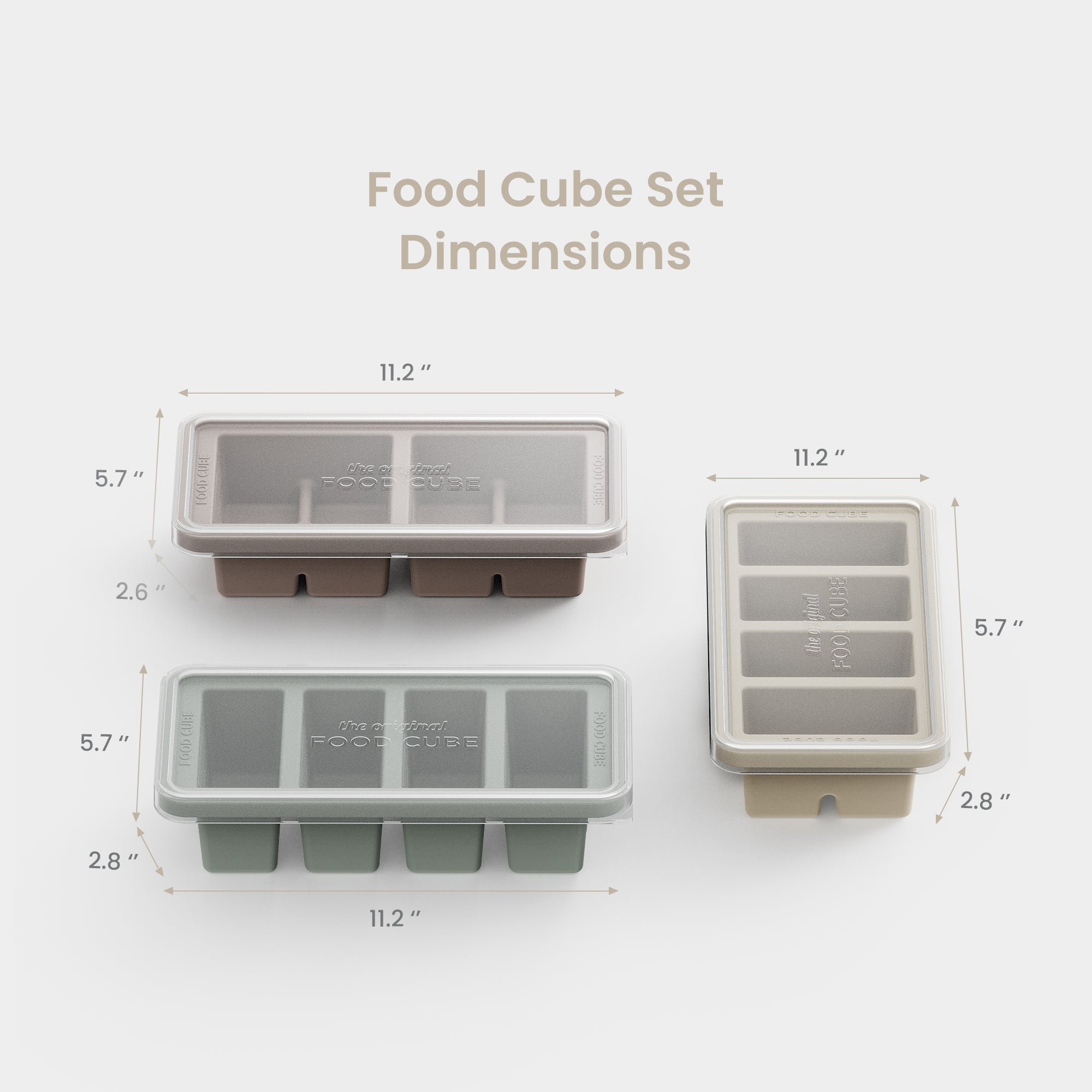 Silicone Food Cube Tray Set | 3-Piece Mixed Portion Set