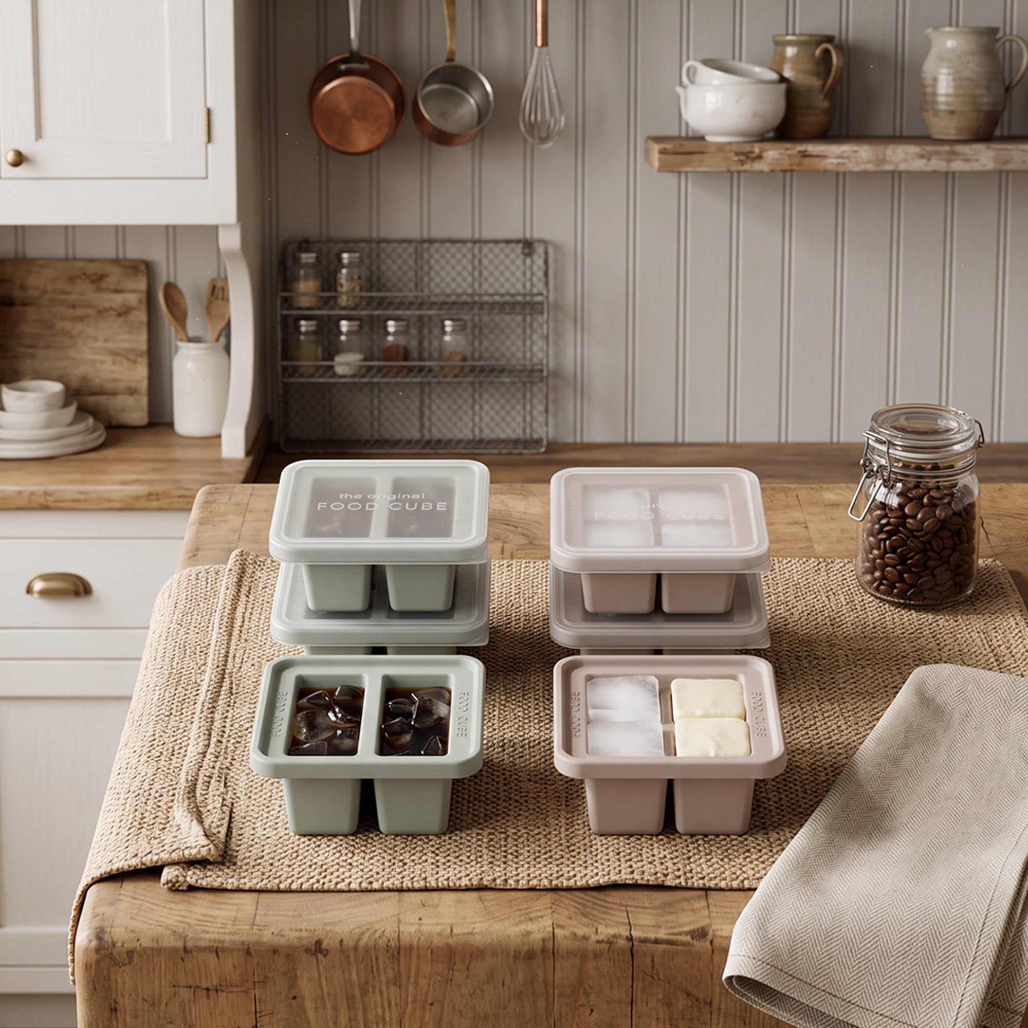 Silicone Food Cube Tray Set | 6-Piece Compact Freezer Set