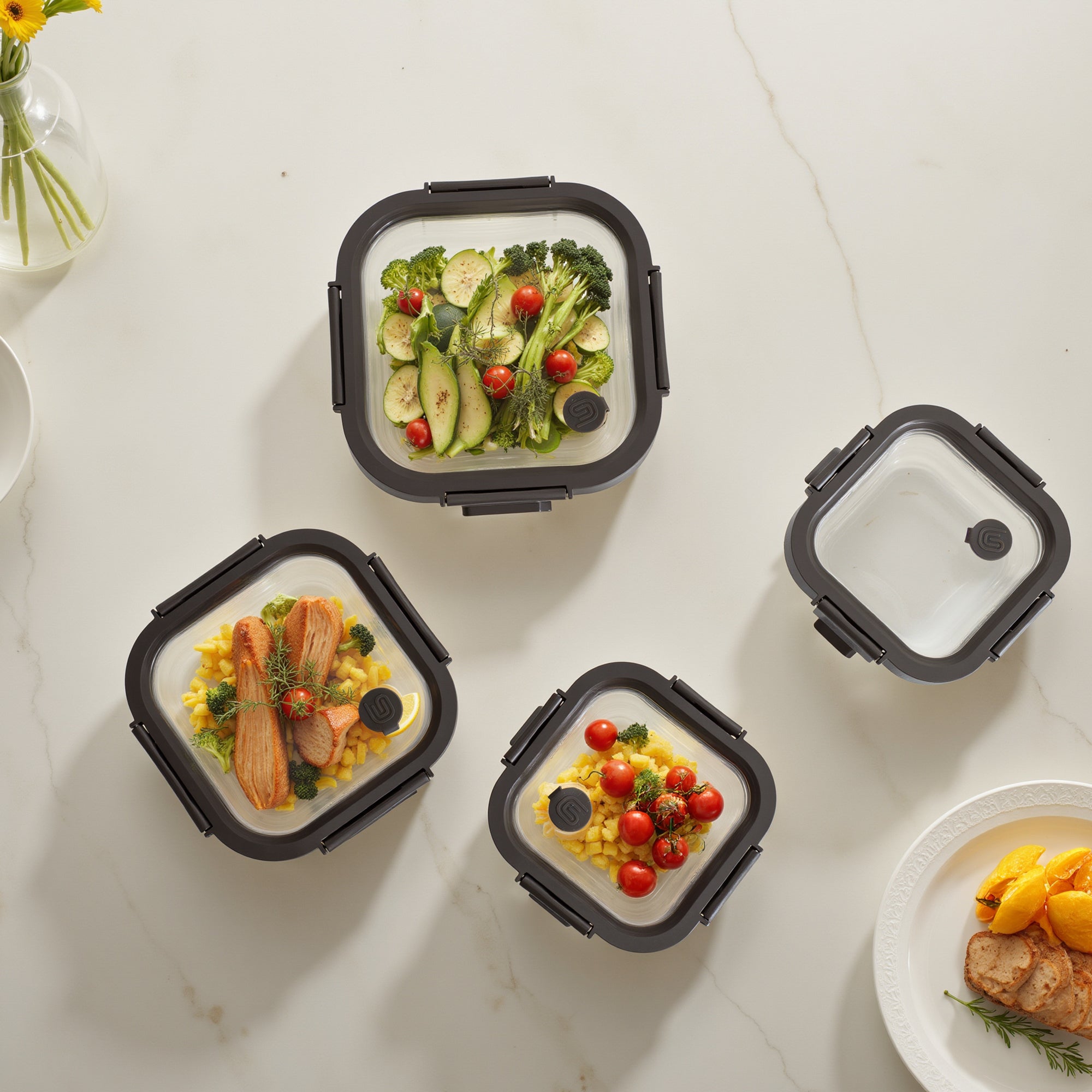 Square Glass Container Set (Espresso, 4-pc)