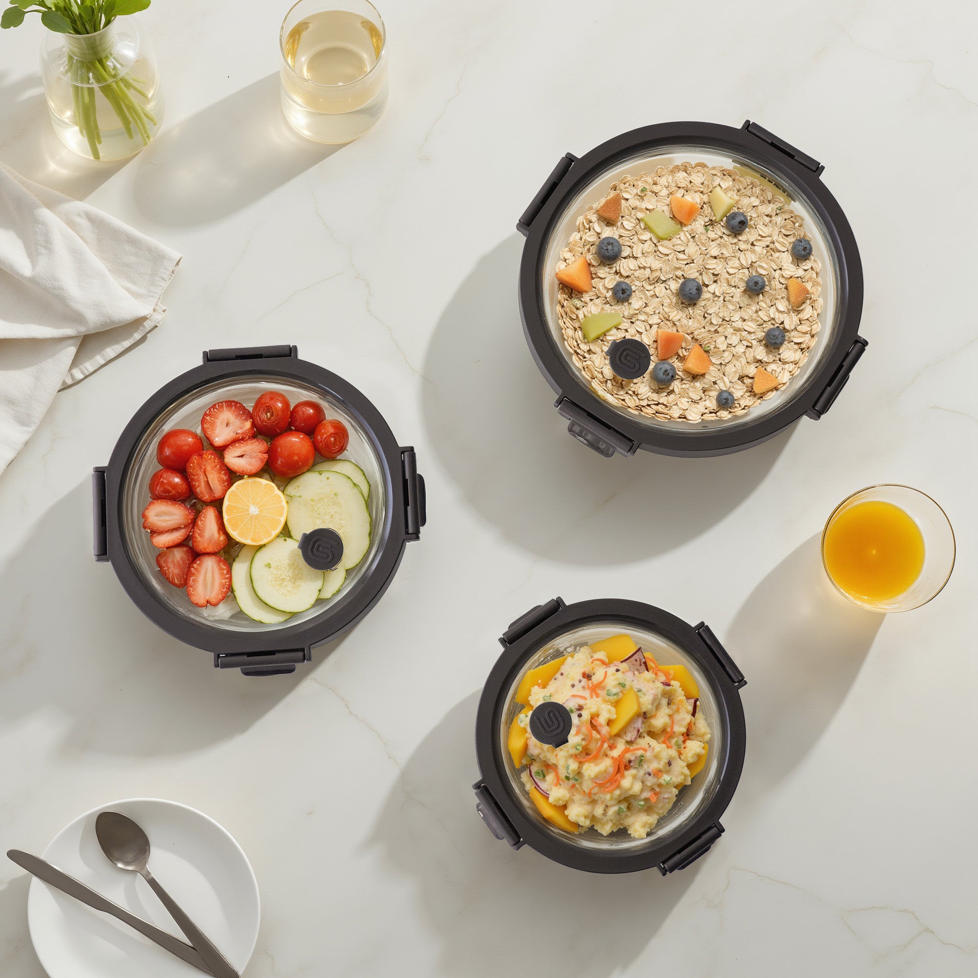 Round Glass Container Set (Espresso, 3-pc)