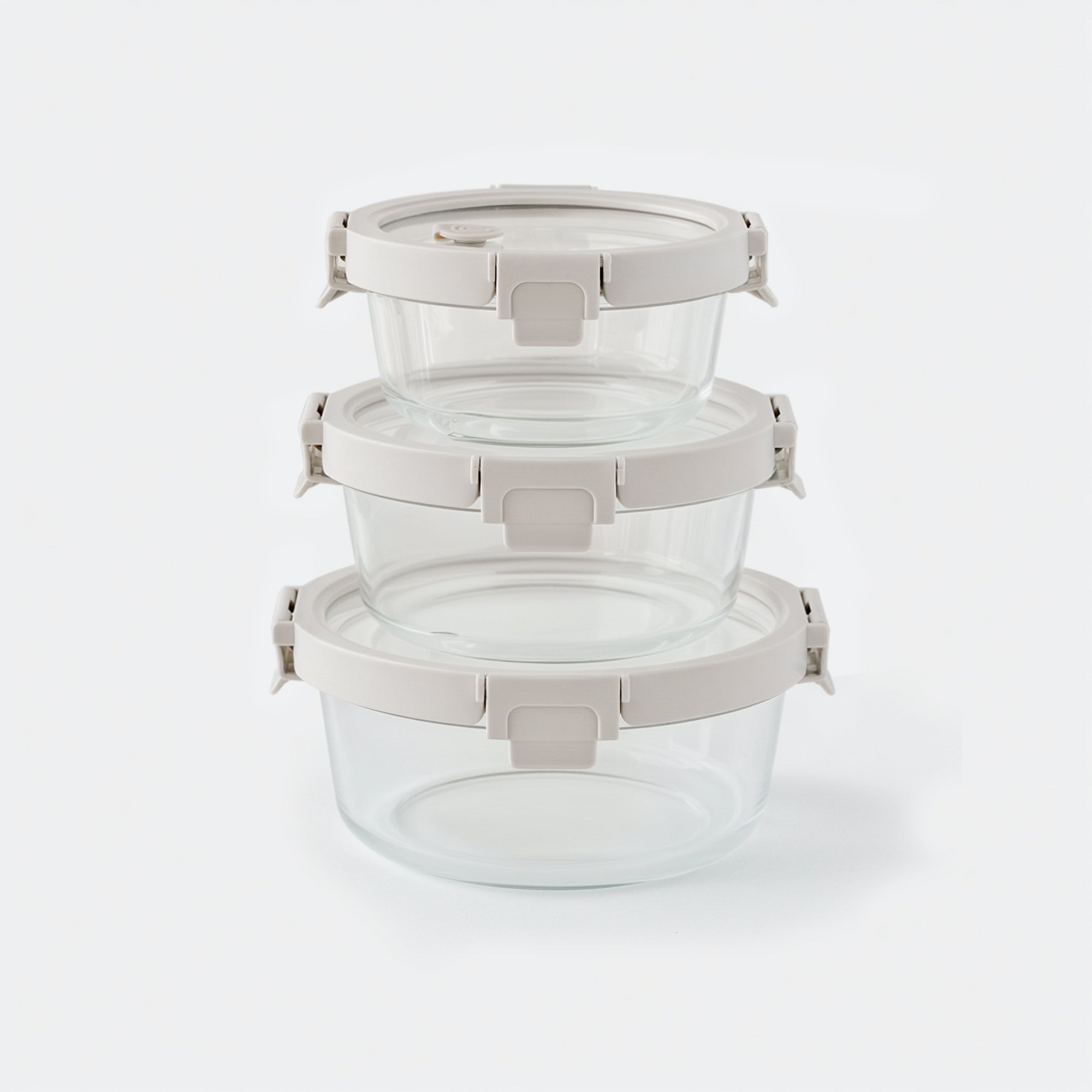 Round Glass Container Set (Vanilla, 3-pc)