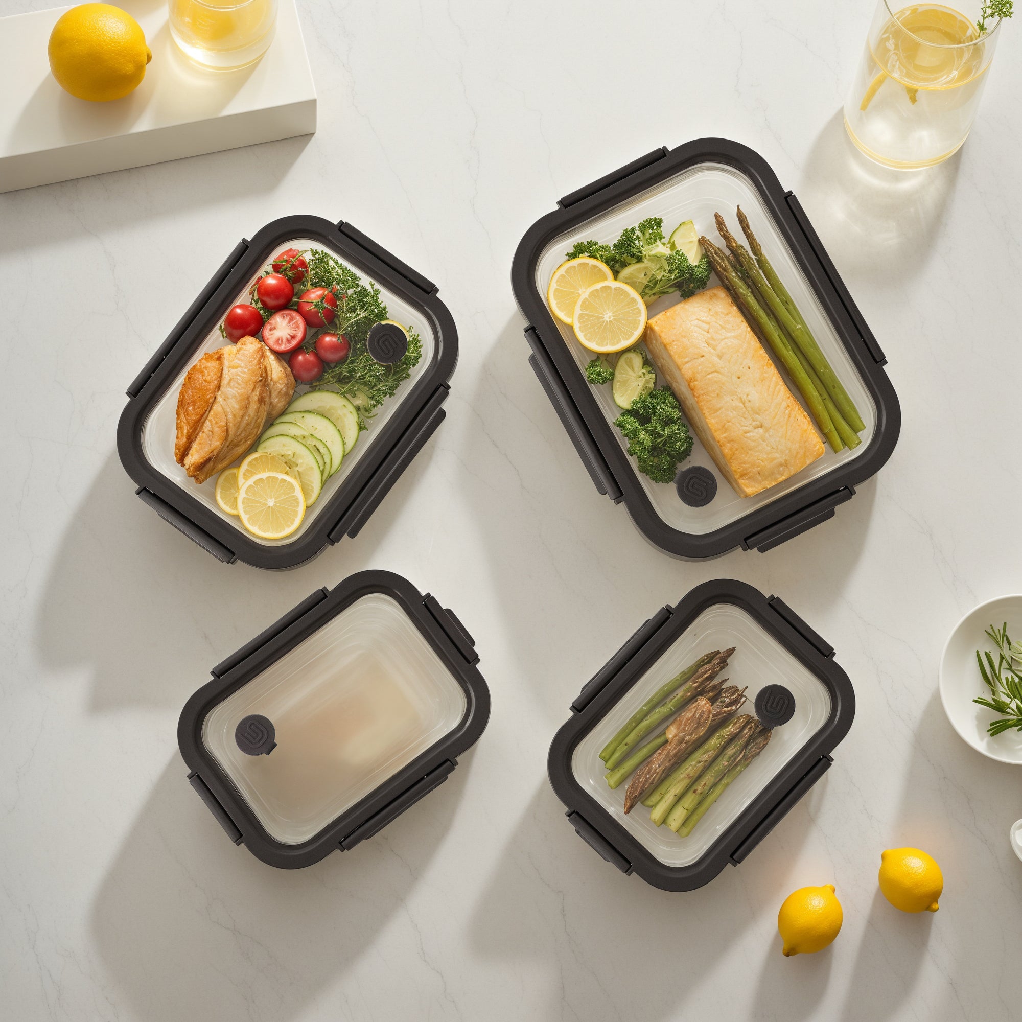Rectangular Glass Container Set (Espresso, 4-pc)