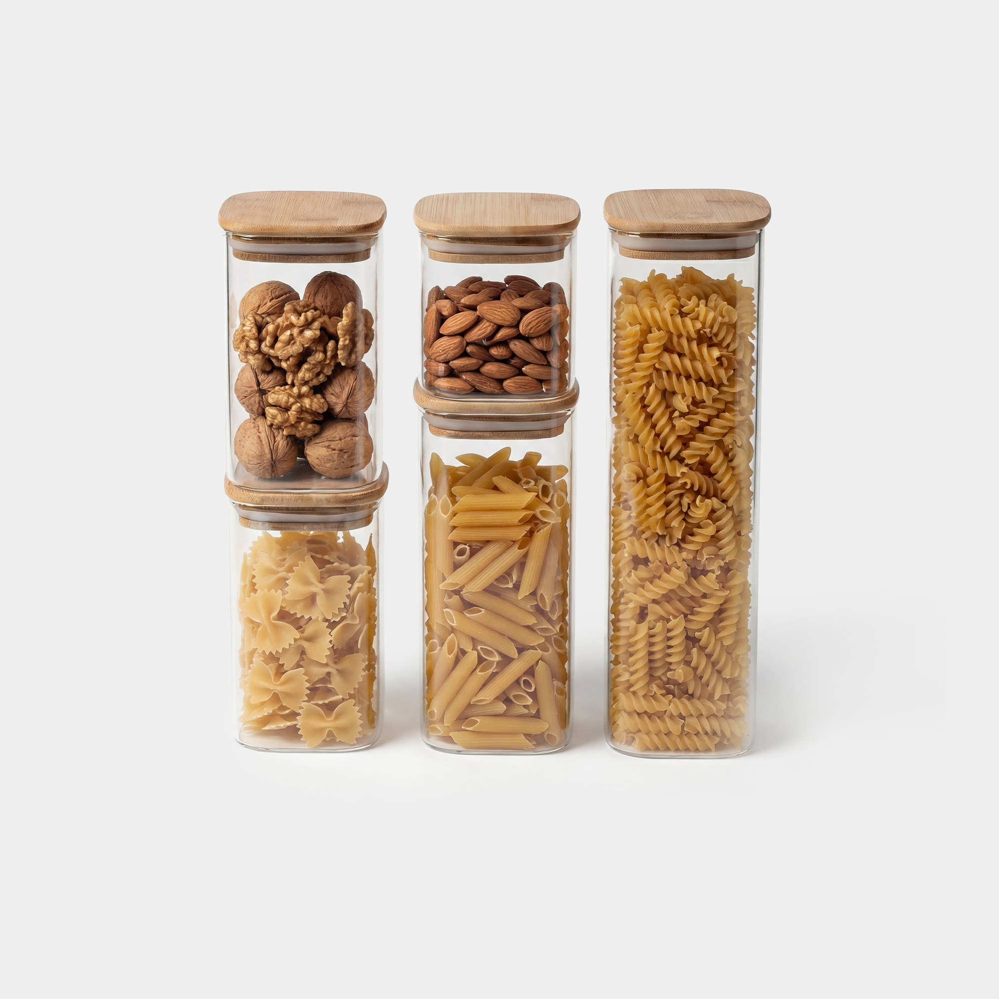 Bamboo Lid Glass Jar Set