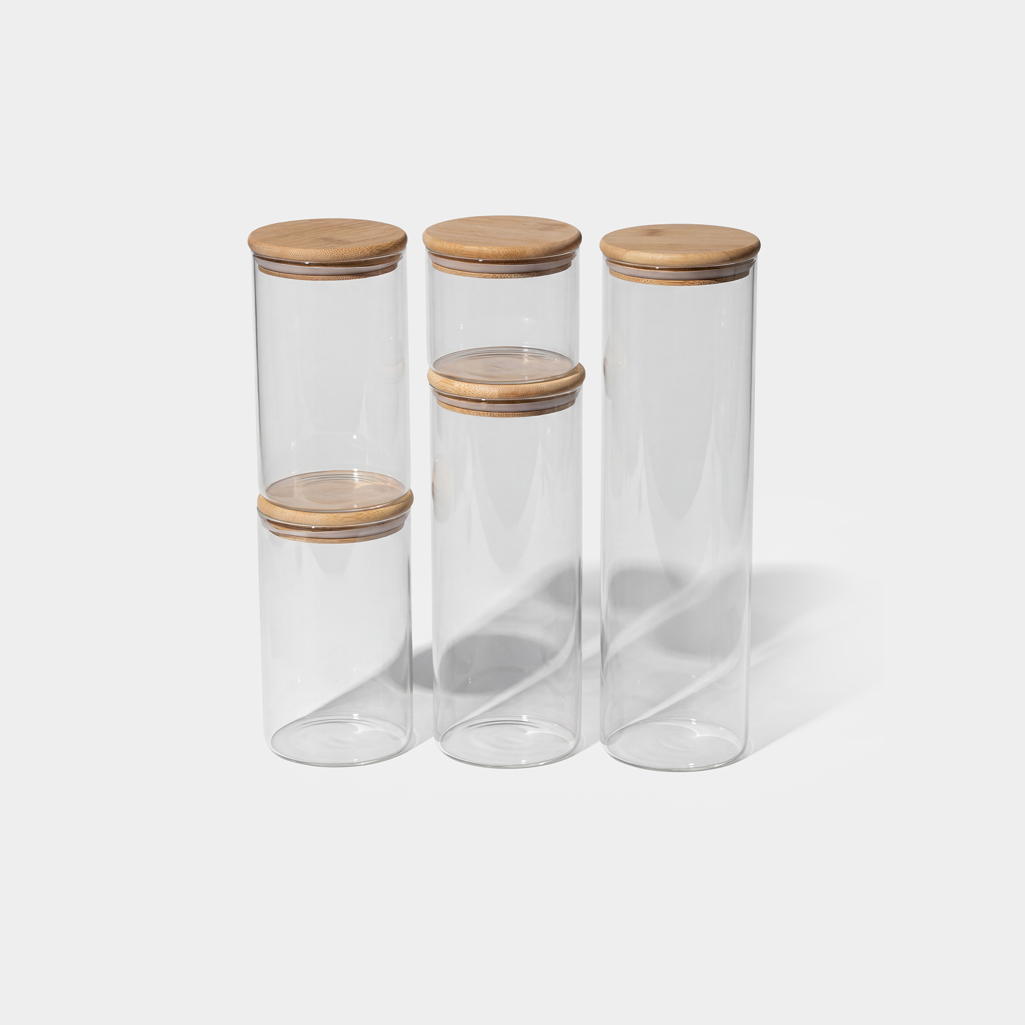 Bamboo Lid Glass Jar Set