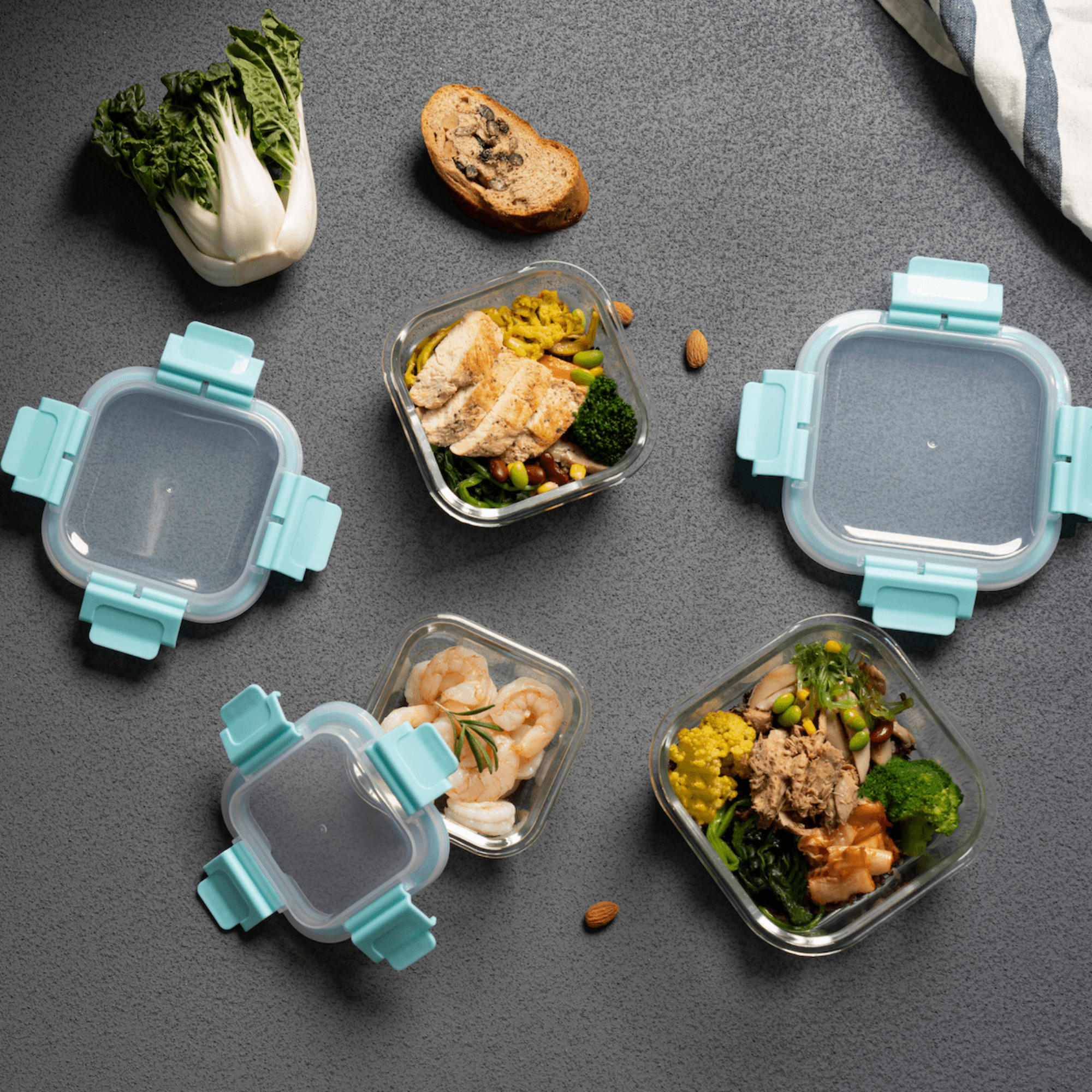 High Top Lid Square Containers