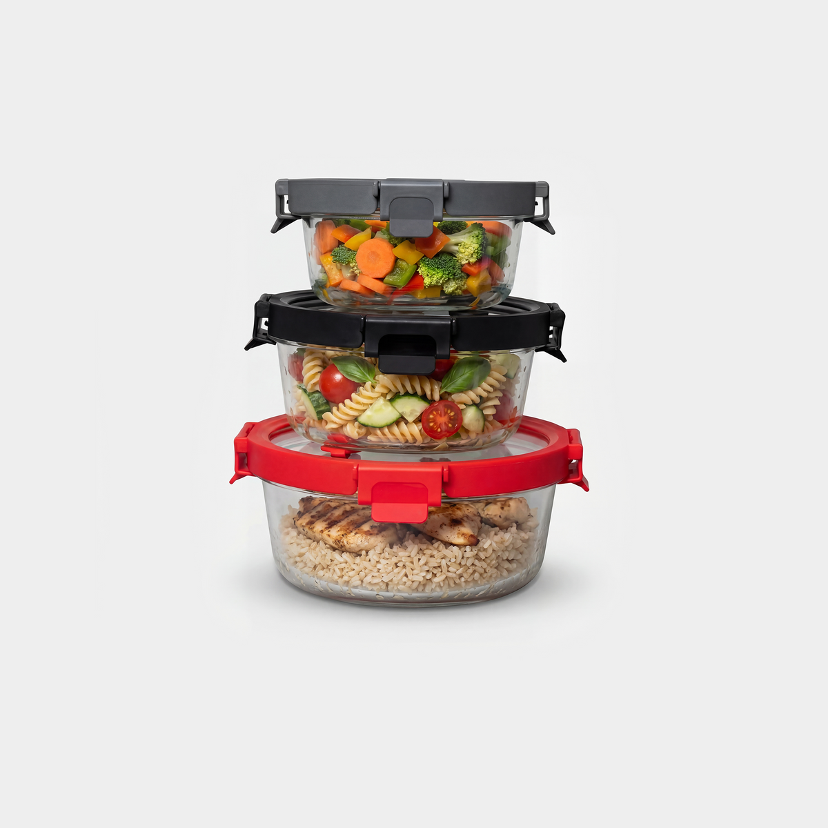 3 cup round glass food storage containers Genicook 6pc Round Glass Container with Lid and Vent Set, Microwavable, Food Container