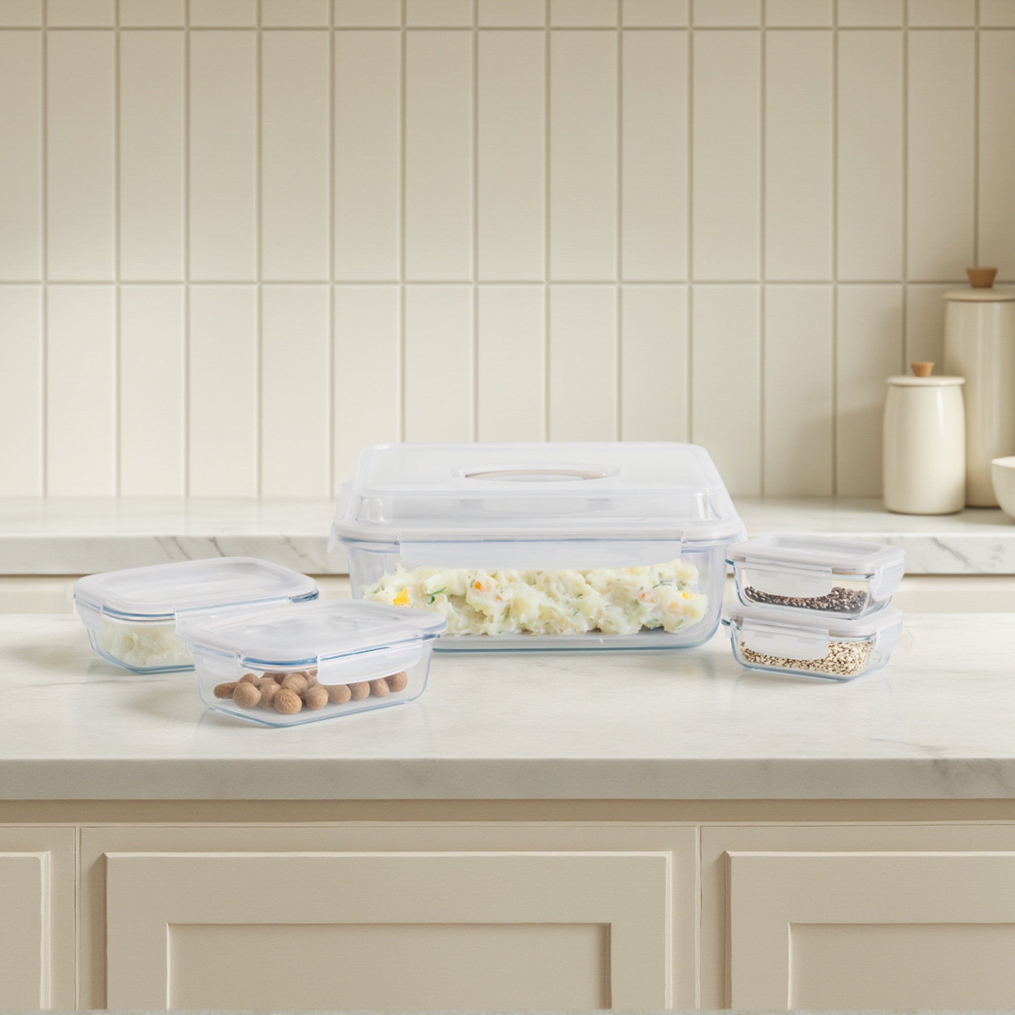 Glass Bake & Carry Dish Set with Leak‑Proof Lid and Storage Containers