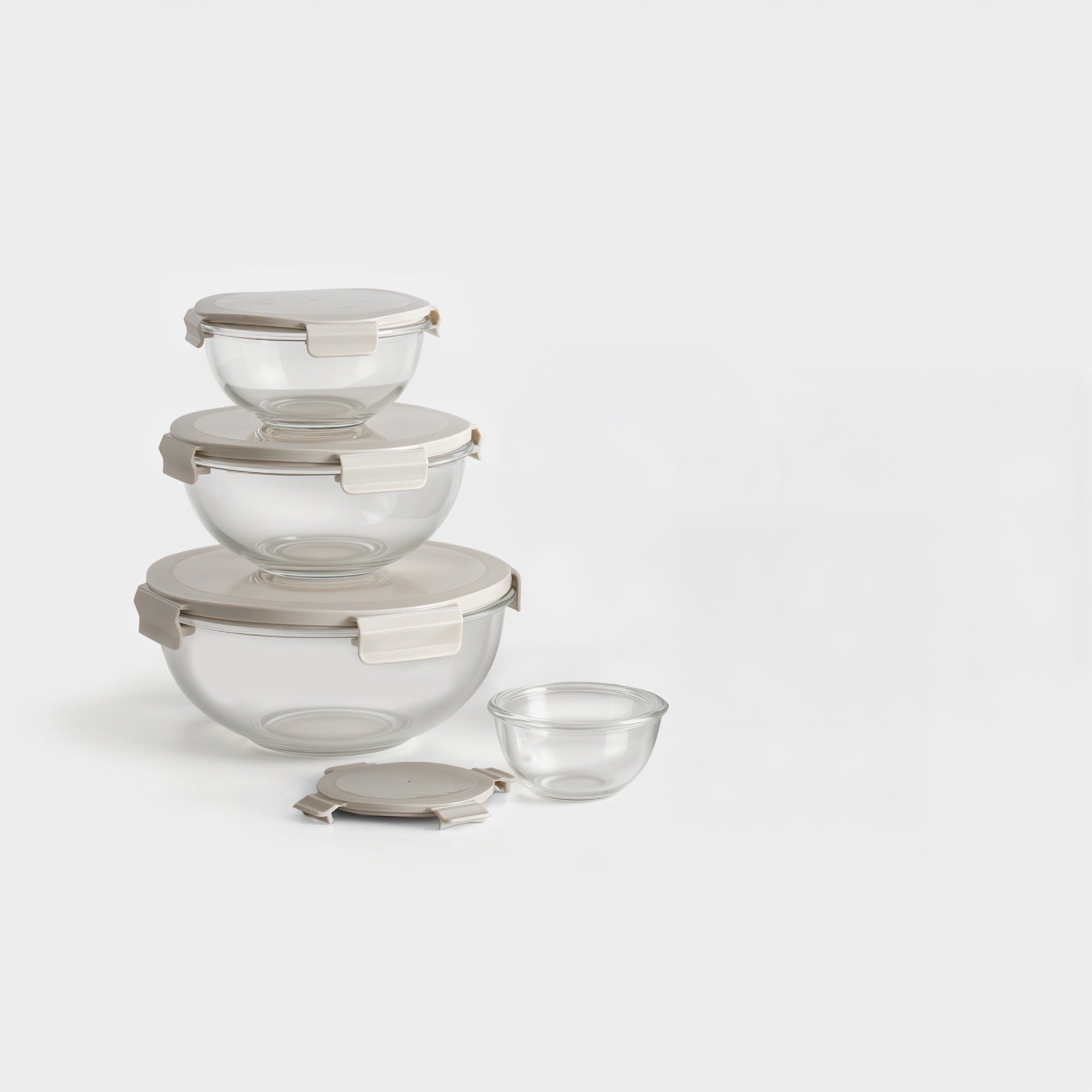 Mix & Store Glass Bowl Set (Vanilla)