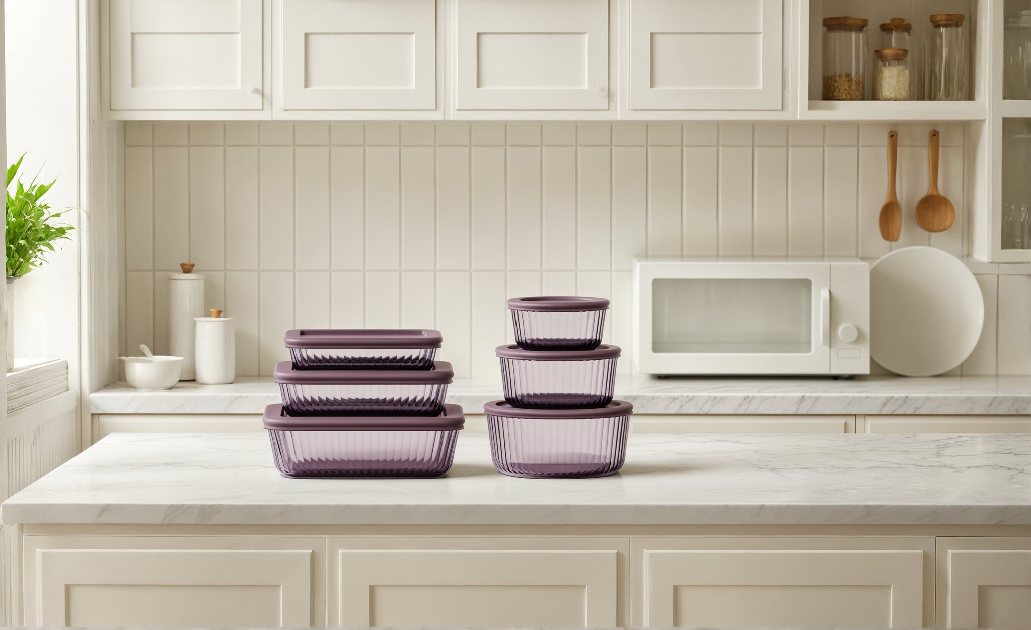 Stria Plum Rectangular Set (3 Containers)