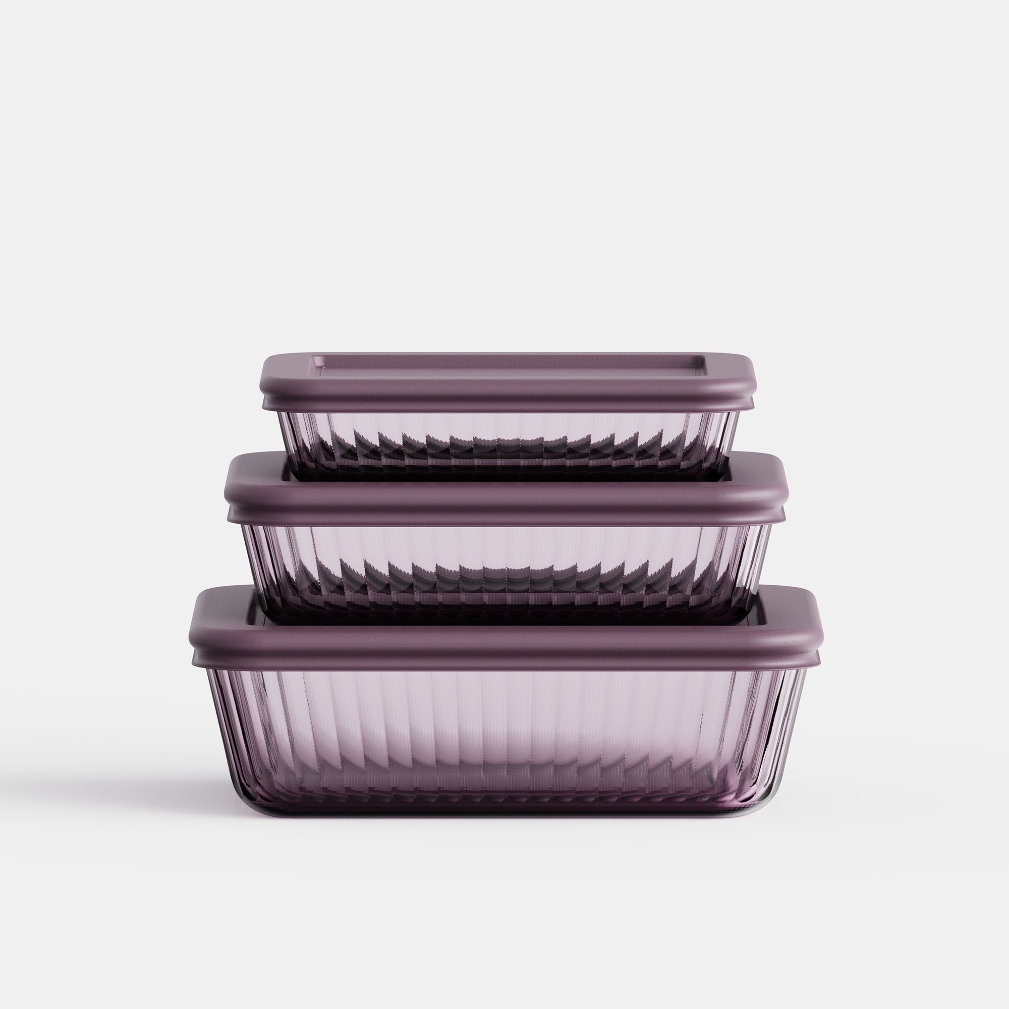 Stria Plum Rectangular Set (3 Containers)