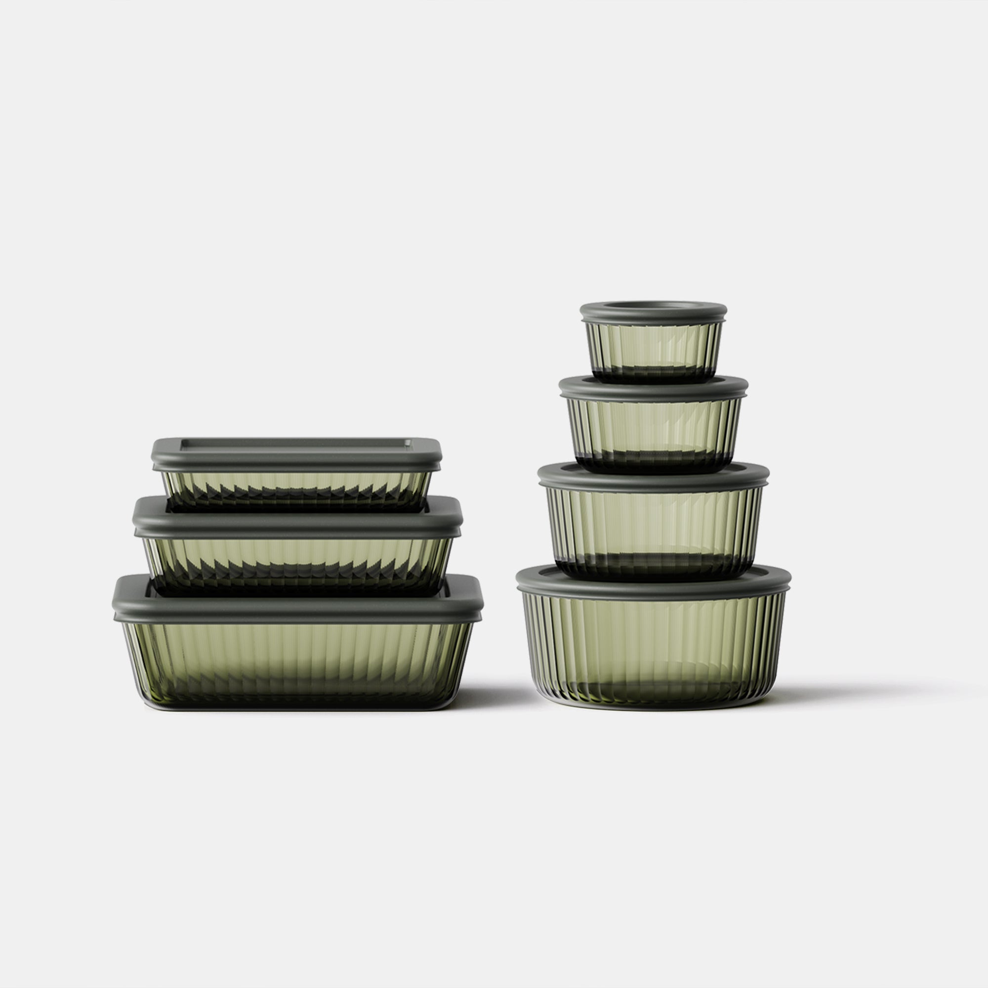 Stria Olive Rectangular Set (3 Containers)