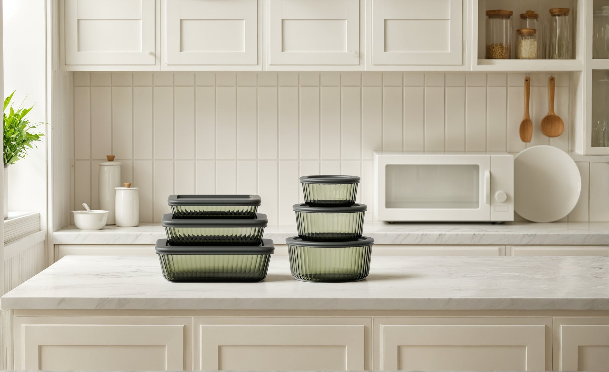 Stria Olive Rectangular Set (3 Containers)