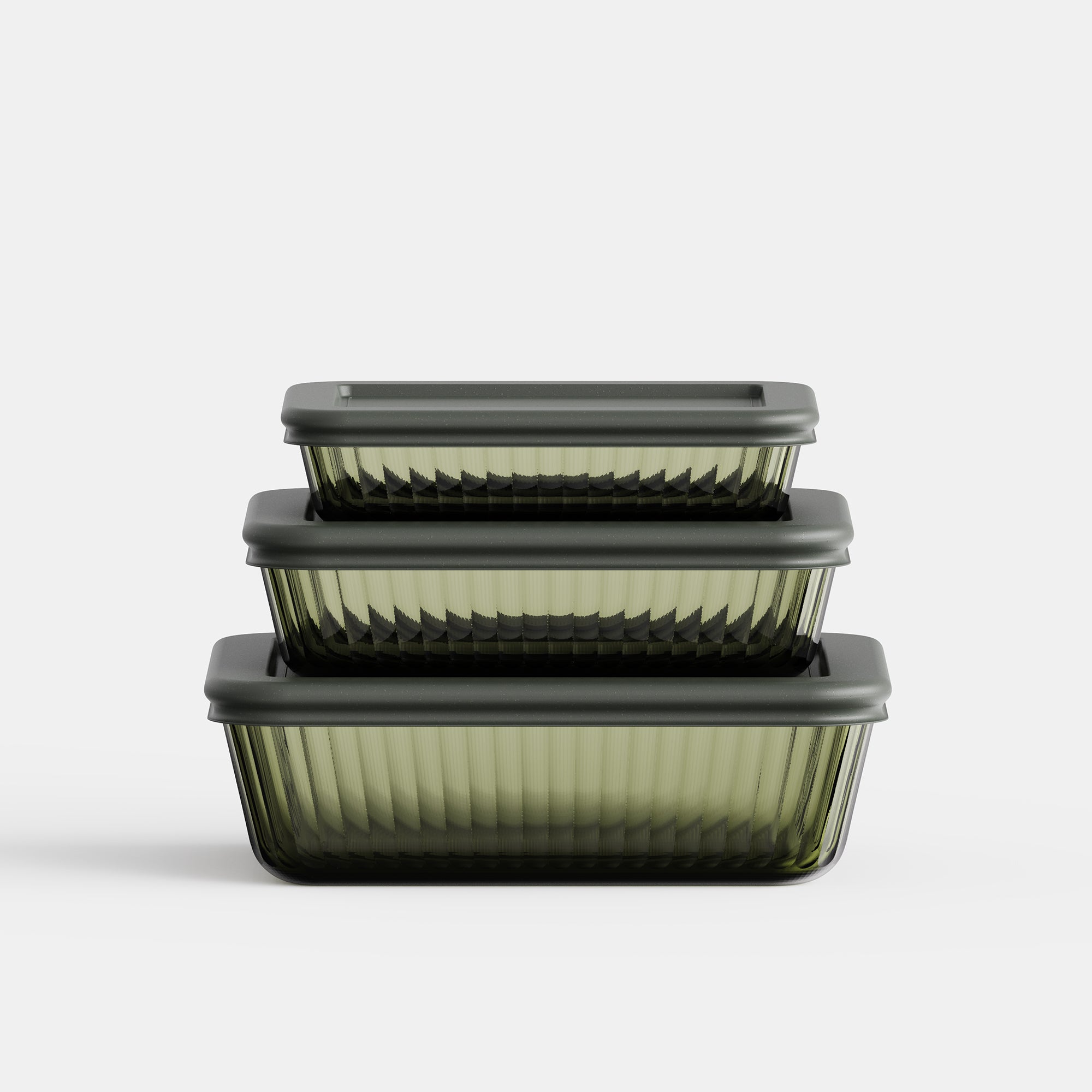 Stria Olive Rectangular Set (3 Containers)