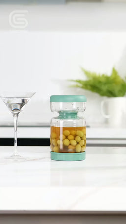 Genicook Dual-Part Glass Pickle Jar: The Flip-Over, Mess-Free Serving, Hand Blown Glass, Food Preserver