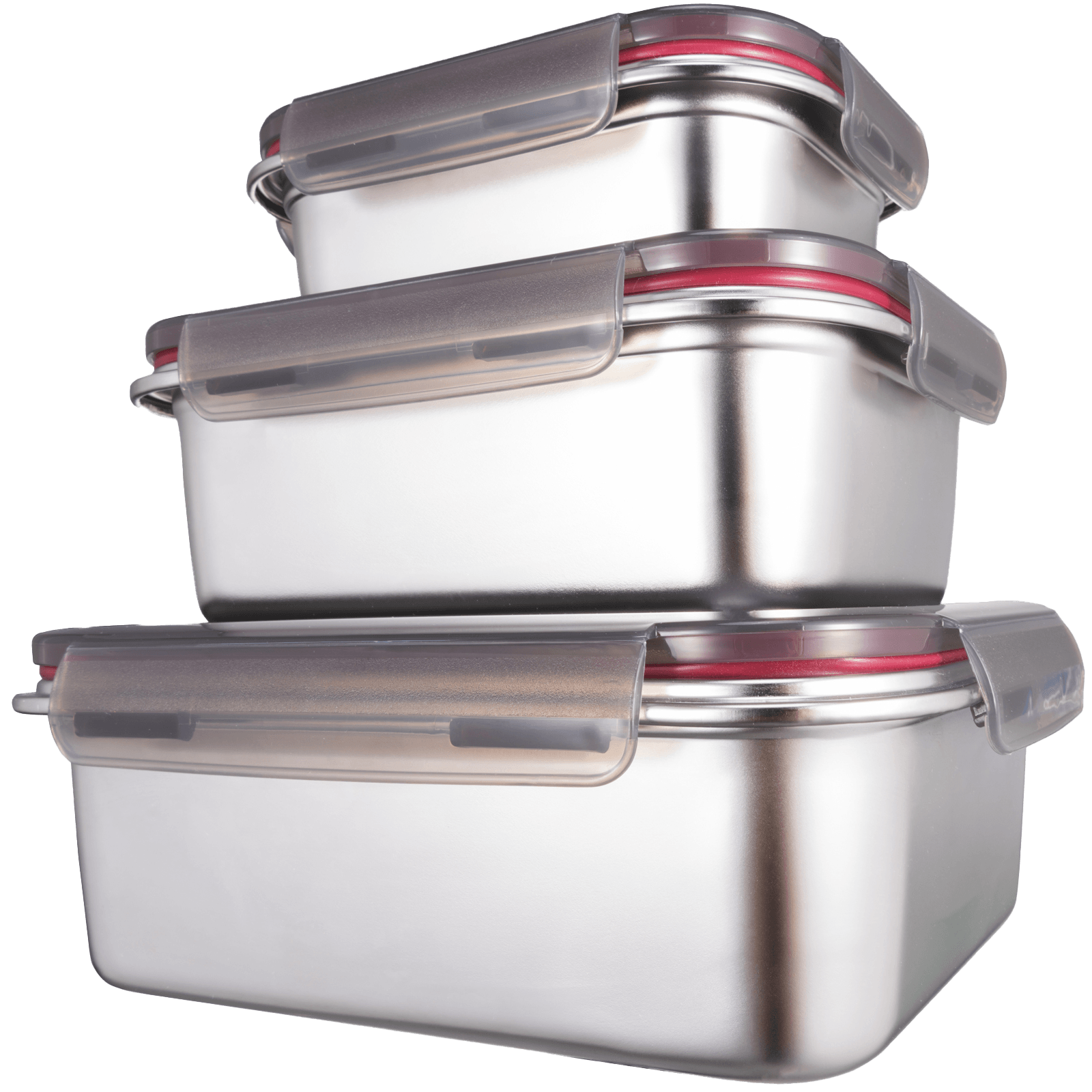 3 PC Stainless Steel Container Set With Locking Lids - GenicookGenicook